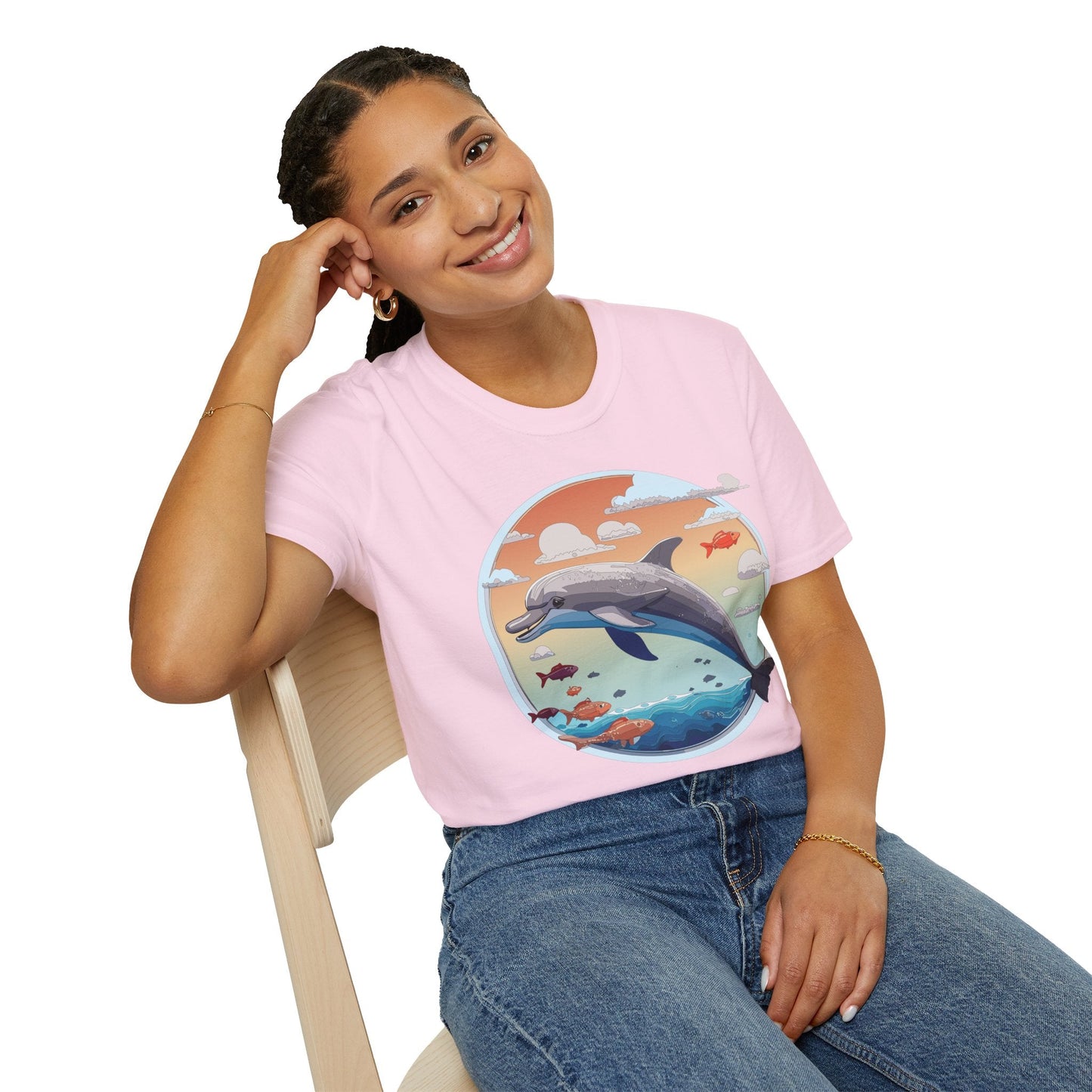 Dolphin Shirt Unisex Gildan Softstyle Cotton Tee For Men Women Dolphin Fish Animal Shirt