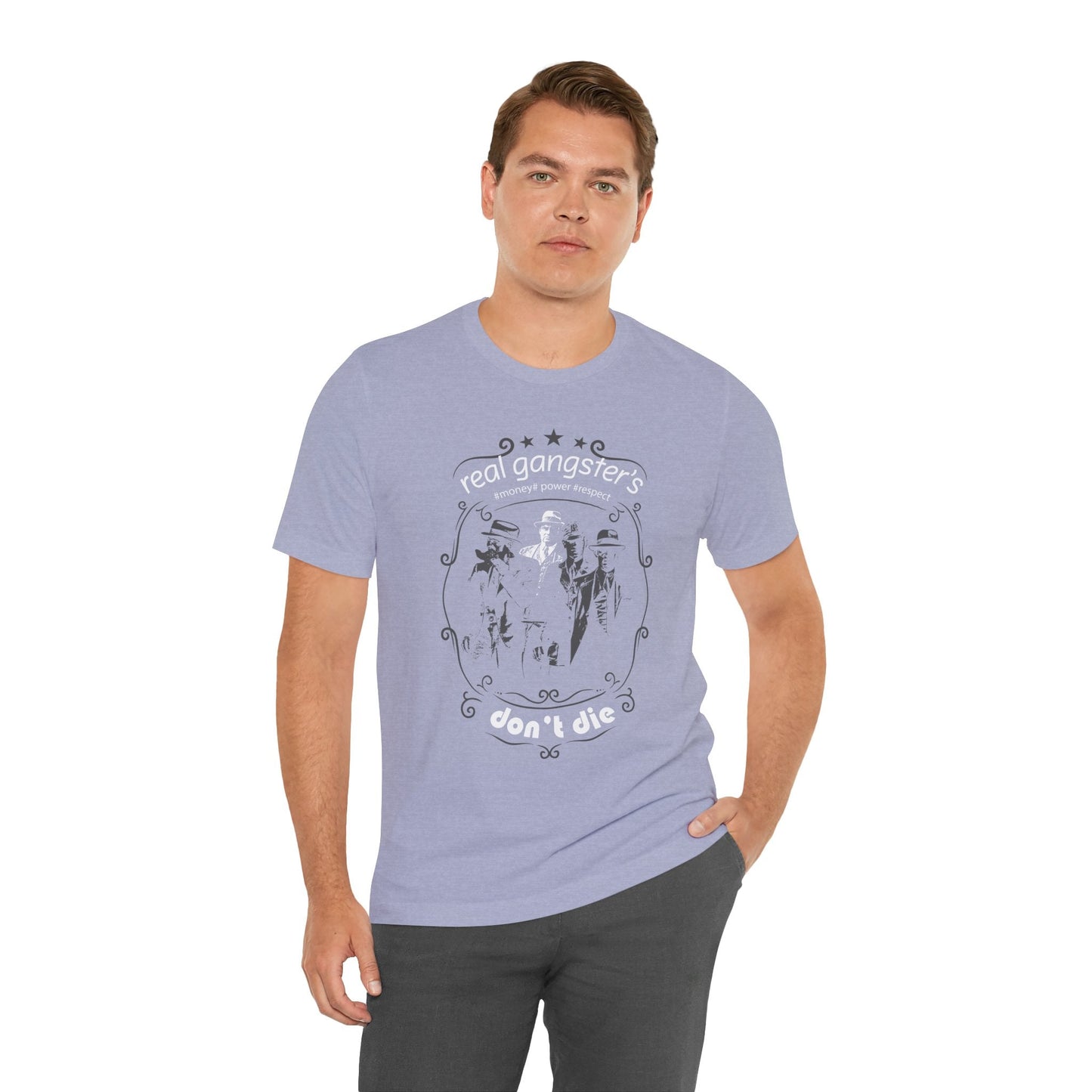 Real Gangsters Don't Die T-Shirt Vintage Outlaw Illustration Retro Biker Tee A-3