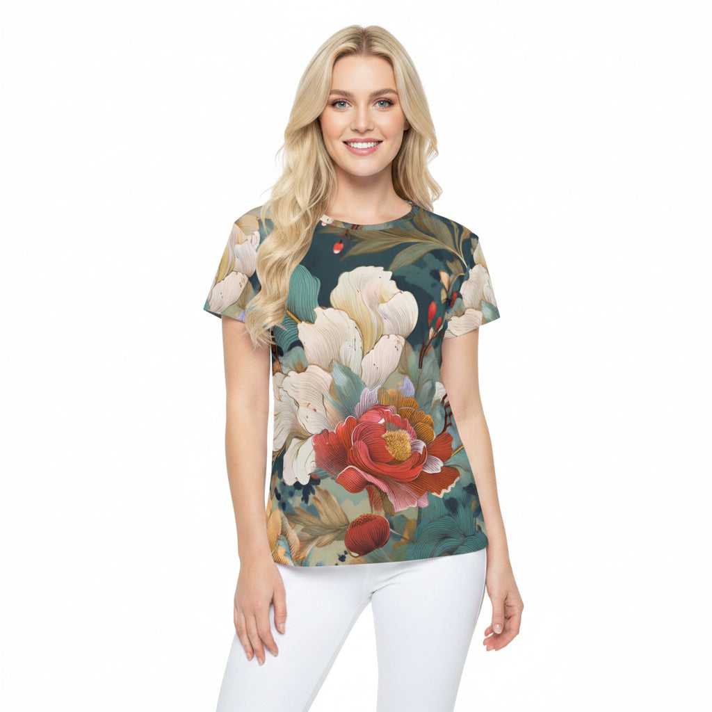 Women Poly Shirt with Floral Print F340