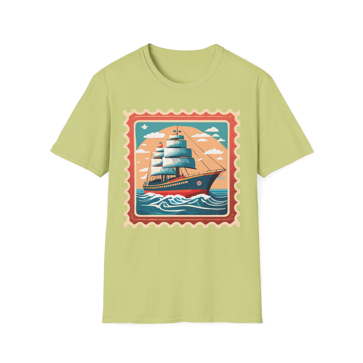 Vintage Sailing Ship T-Shirt | Retro Ocean Stamp Graphic Tee