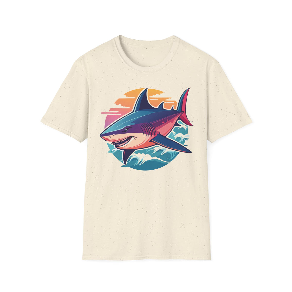 Sunset Shark Illustration T-Shirt | Retro Ocean Wave Tee