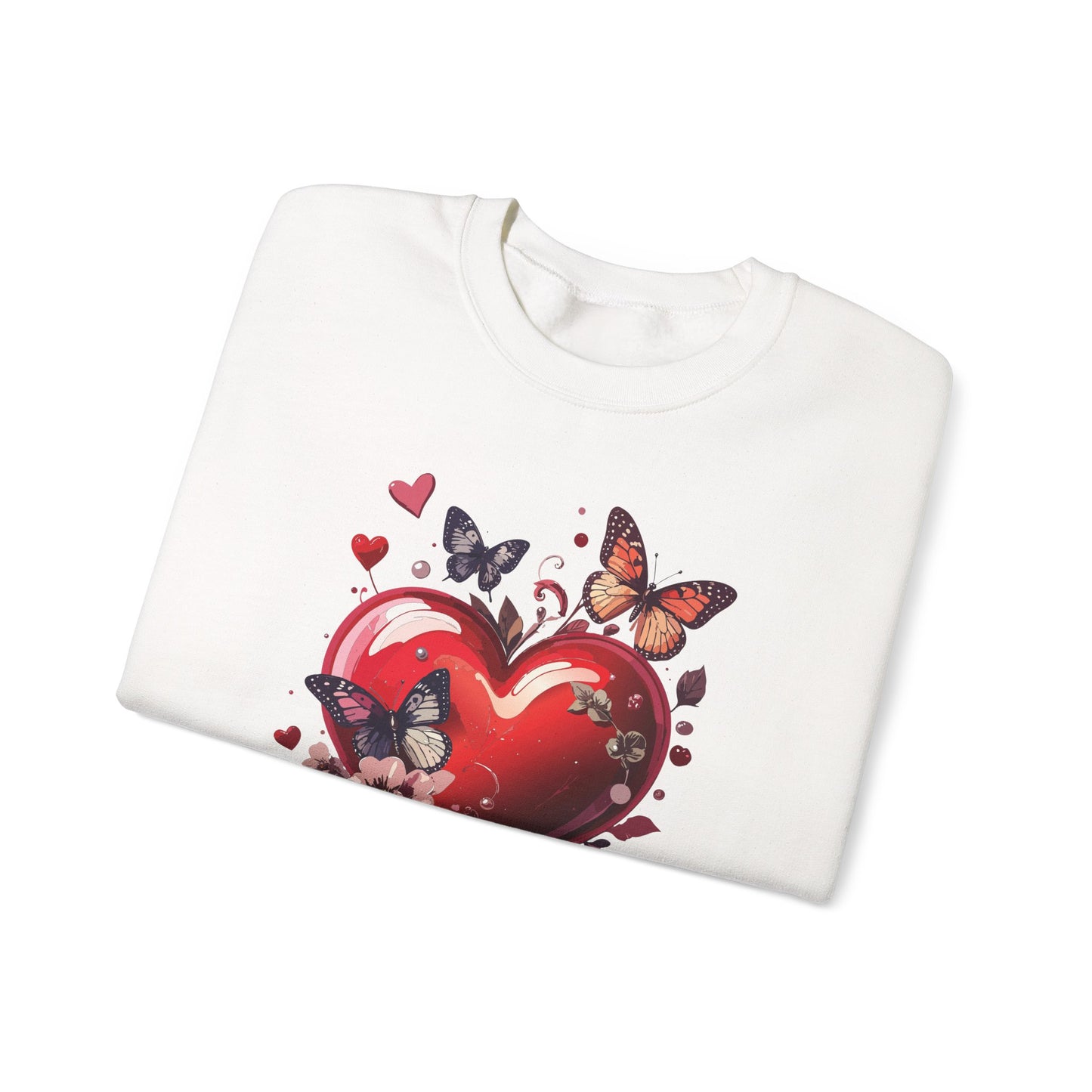 Big Red Heart Sweatshirt, Floral Red Heart Sweatshirt, Floral Love Sweatshirt, Valentine's Day Sweatshirt, Heart Floral Sweatshirt 105