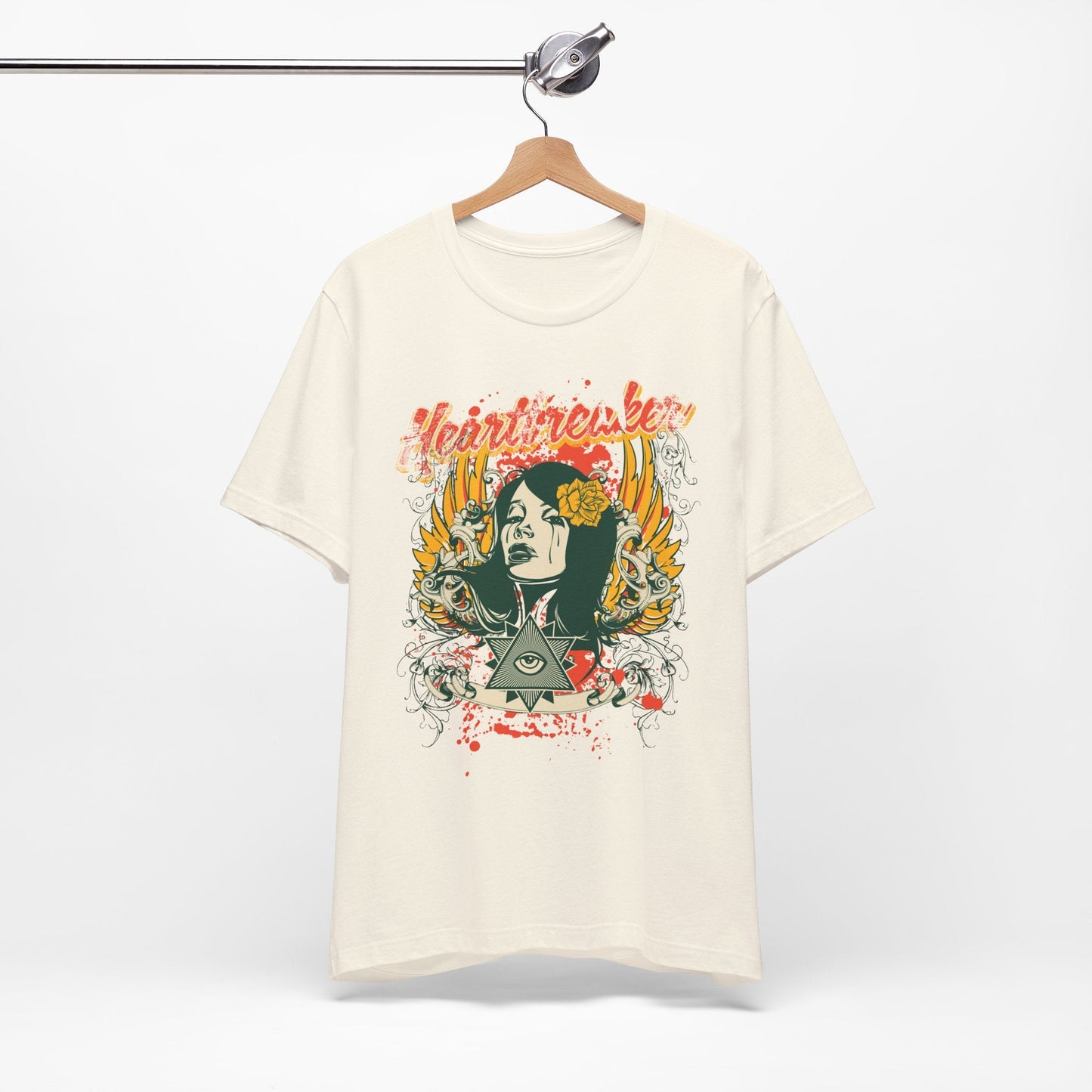 Heartbreaker Illustration Tee Retro Femme Portrait Floral Skull Graphic T-Shirt