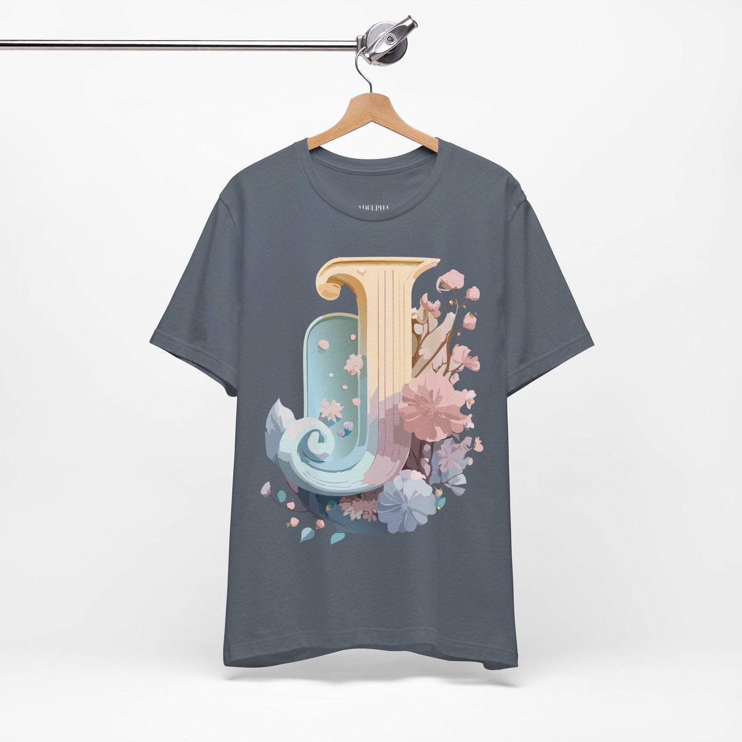 Adelpha Letter J Shirt Unisex Graphic Tee Vintage Inspired Art Design Short Sleeve