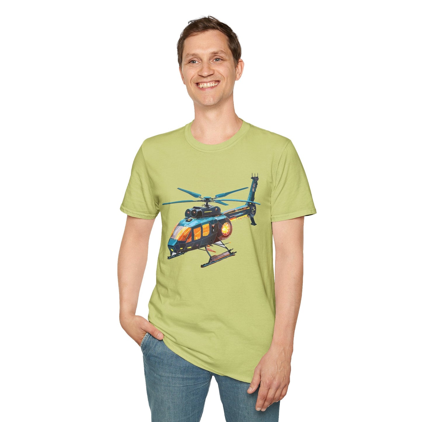 Chopper Helicopter Shirt Unisex Gildan Softstyle 64000 Cotton Tee Short Sleeve Graphic Tee