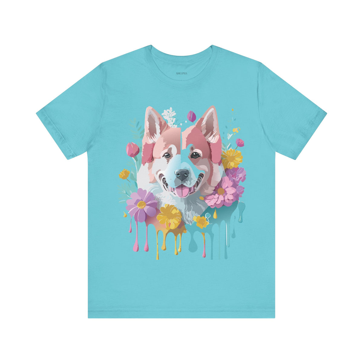Dog Graphic Unisex Cotton Bella+Canvas Tee with Art Animal Design e115