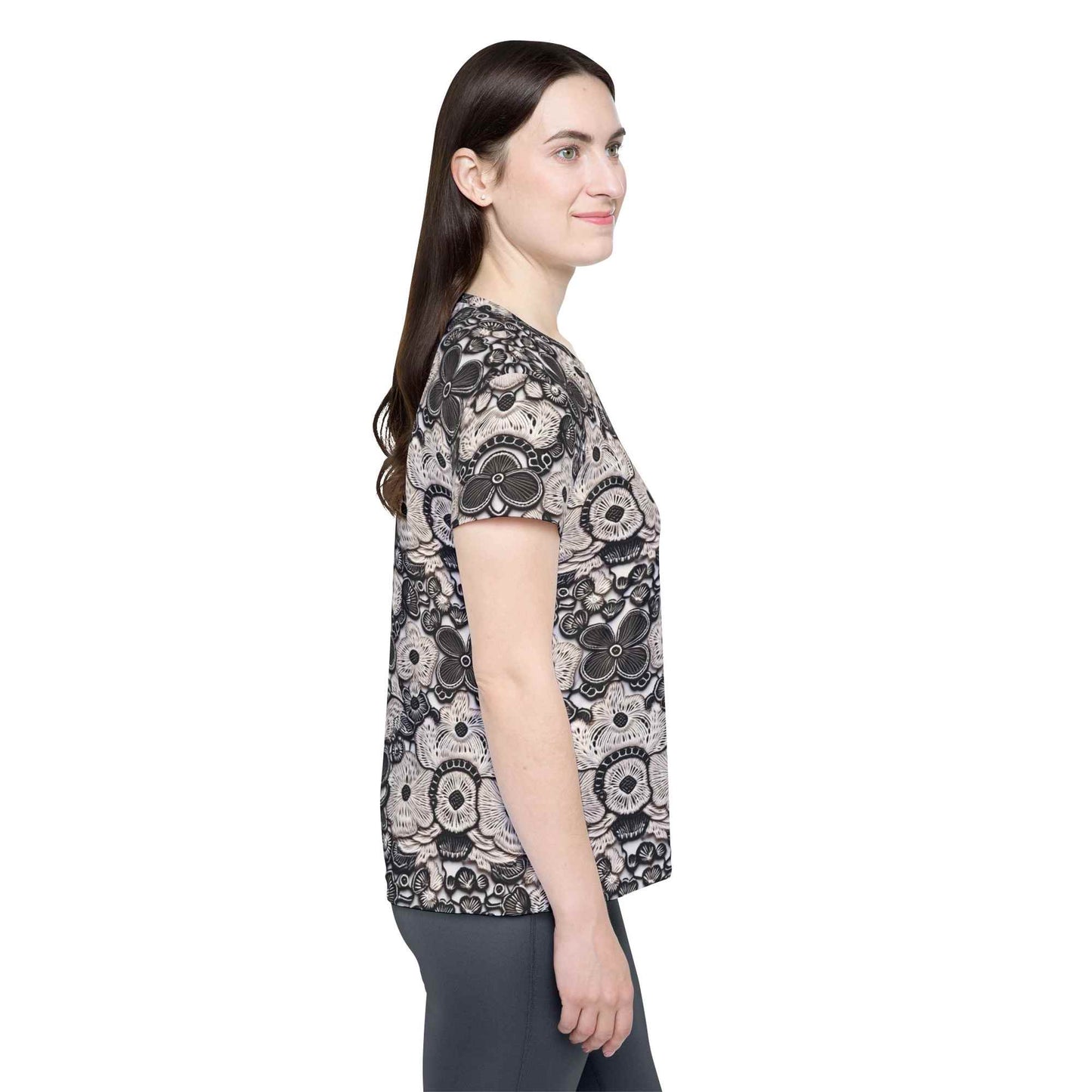 Women Poly T-Shirt with Lace Print 4