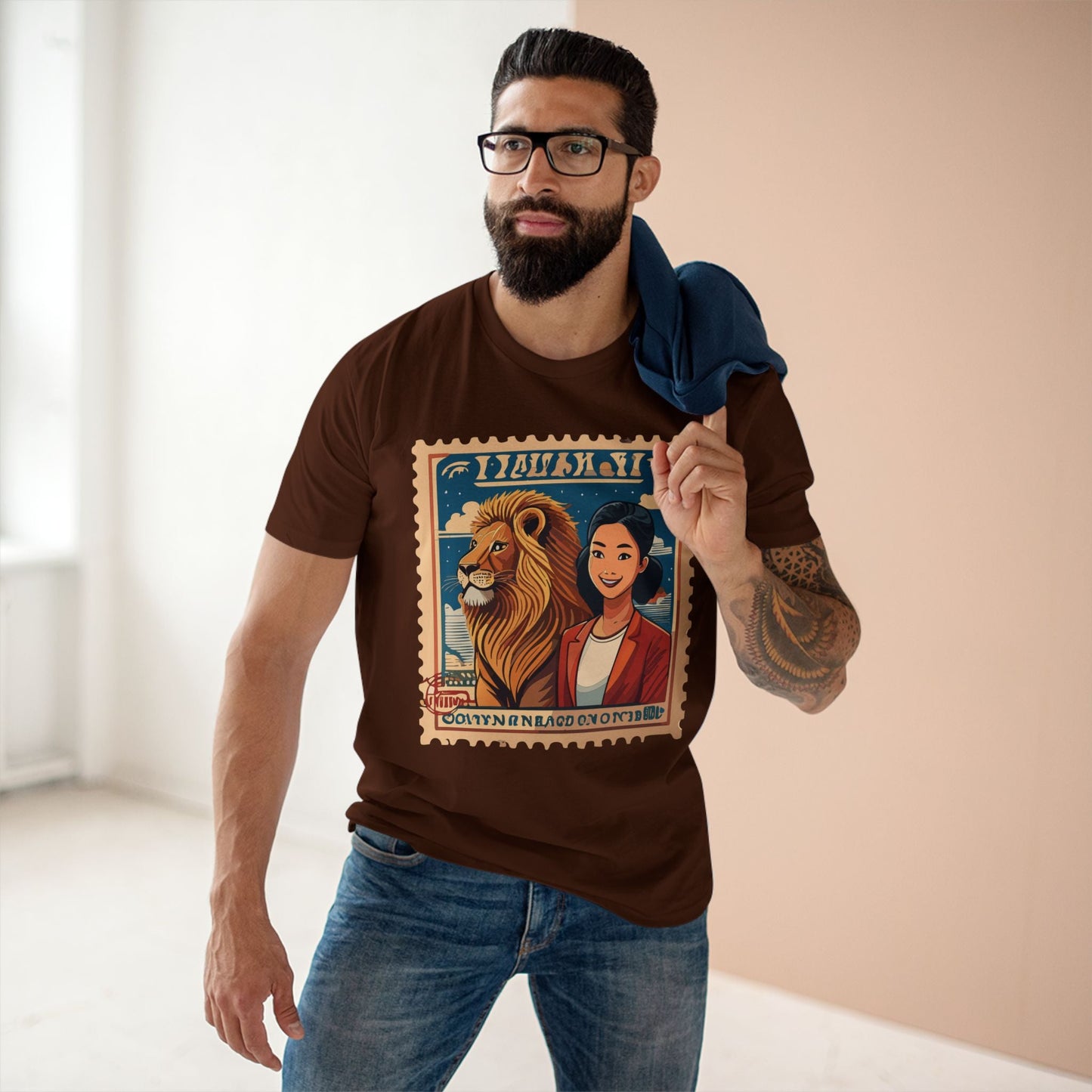Postage Stamp Shirt PS32 Unisex Premium Cotton Tee With Original Art Design Retro2Nova