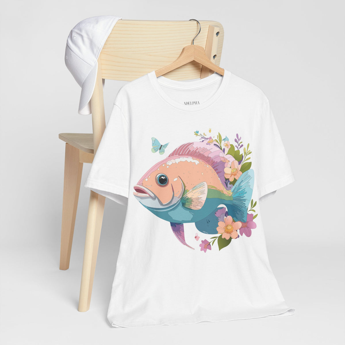 Fish Graphic Unisex Cotton Bella+Canvas Tee with Art Animal Design e14