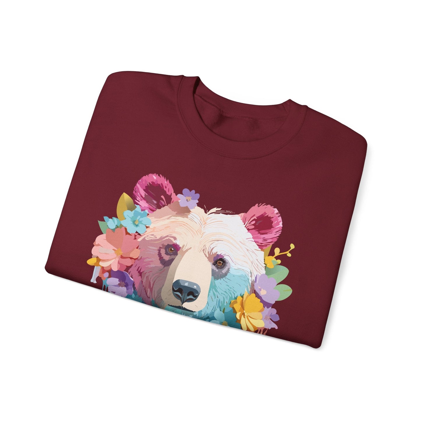 Unisex Floral Bear Sweatshirt Gildan 18000 Art Design Animals
