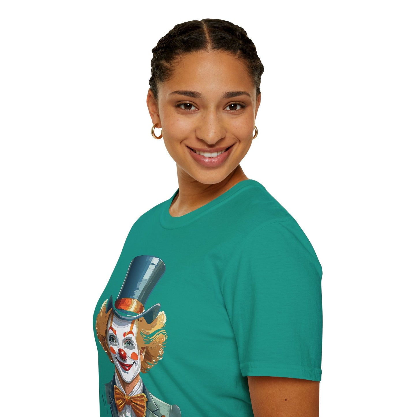 Funny Clown Shirt Unisex T Shirt Circus Style Tee With Scary Man Artwork Gildan 64000