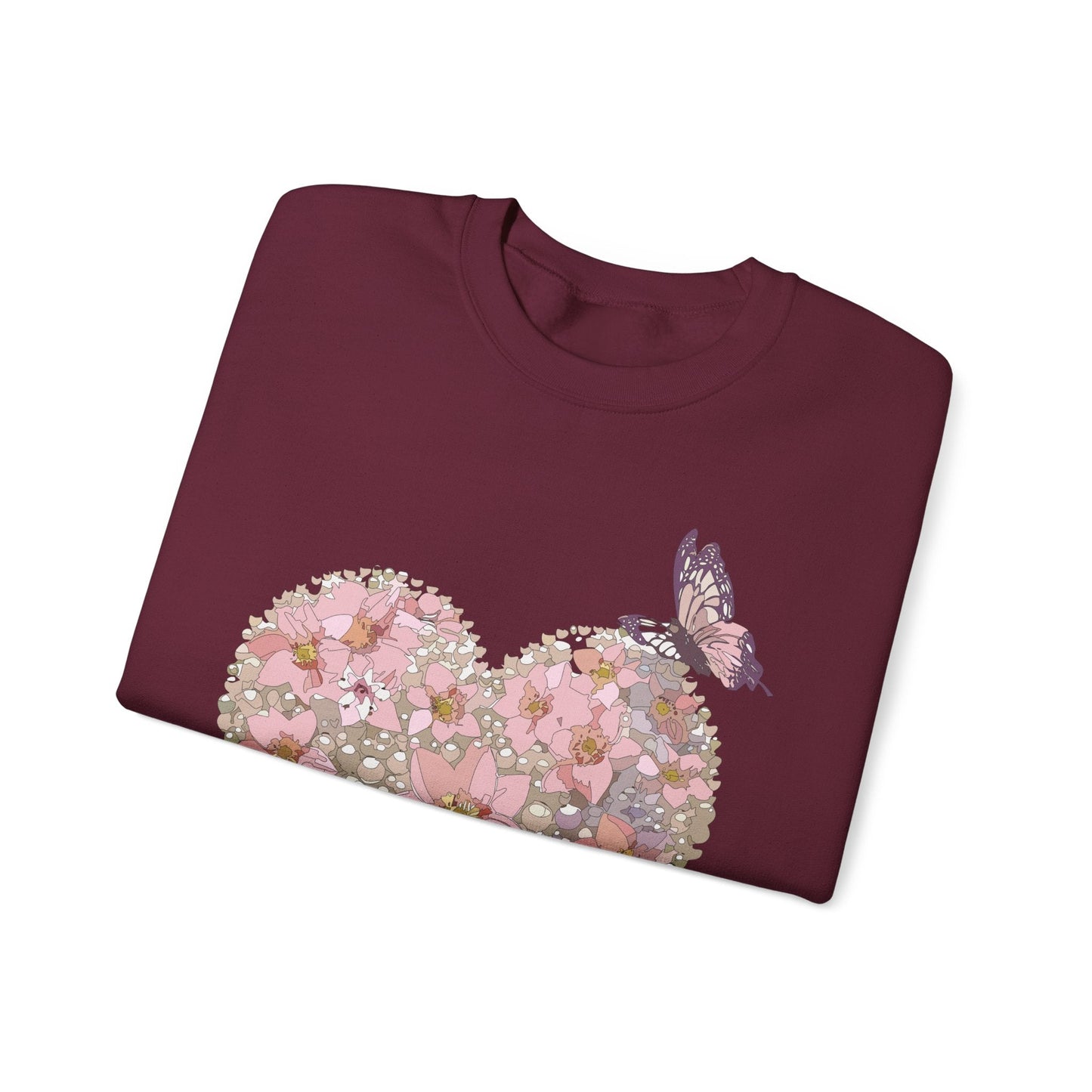 Unisex Floral Heart Sweatshirt Floral Love Valentines Day Gildan 18000 Heavy Blend Crewneck