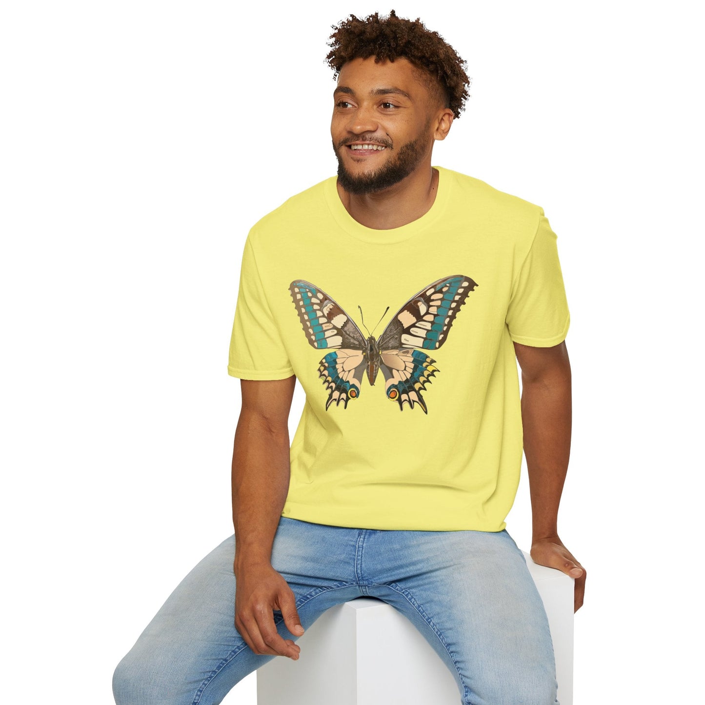 Unisex Butterfly T Shirt Softstyle 64000 Ring Spun Cotton Lightweight Tee Breathable Everyday Comfort