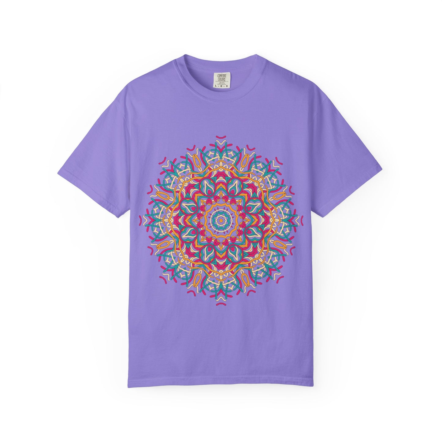 Unisex Garment Dyed Cotton T-Shirt with Mandala Graphic Design