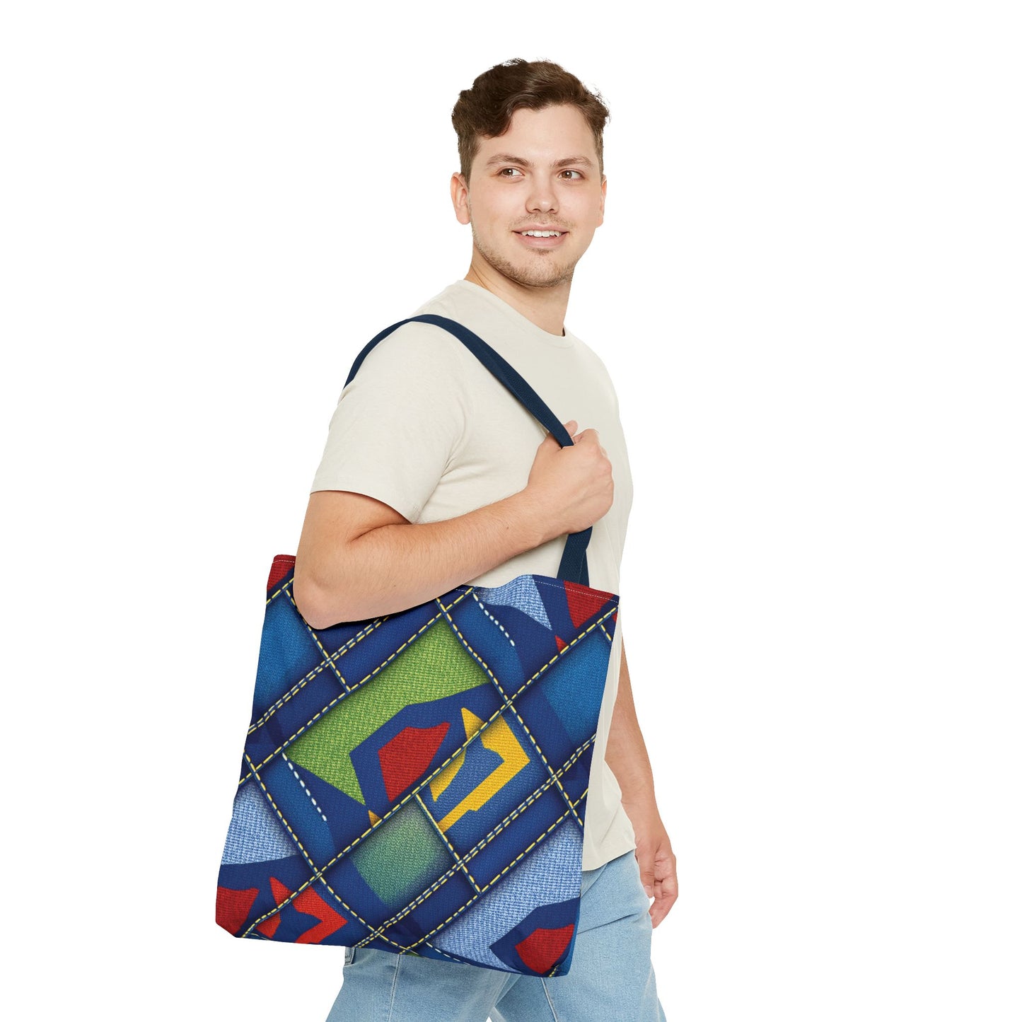 Denim Fabric Imitation Print Unisex Canvas Bag Poly Spun 3 Sizes Tote Bag 139