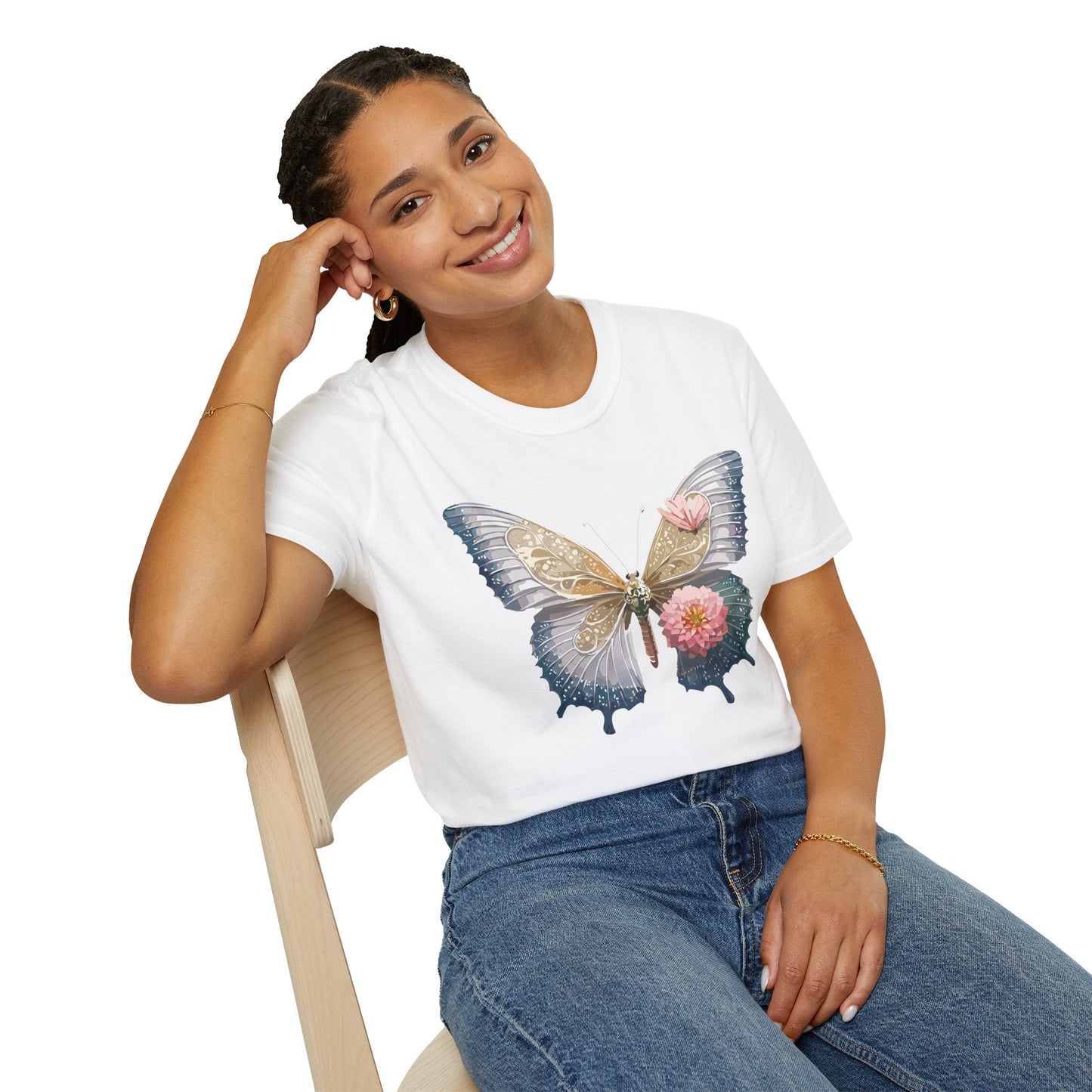 Unisex Monarch Butterfly T Shirt Softstyle Gildan 64000 100 Percent Ring Spun Cotton Tee