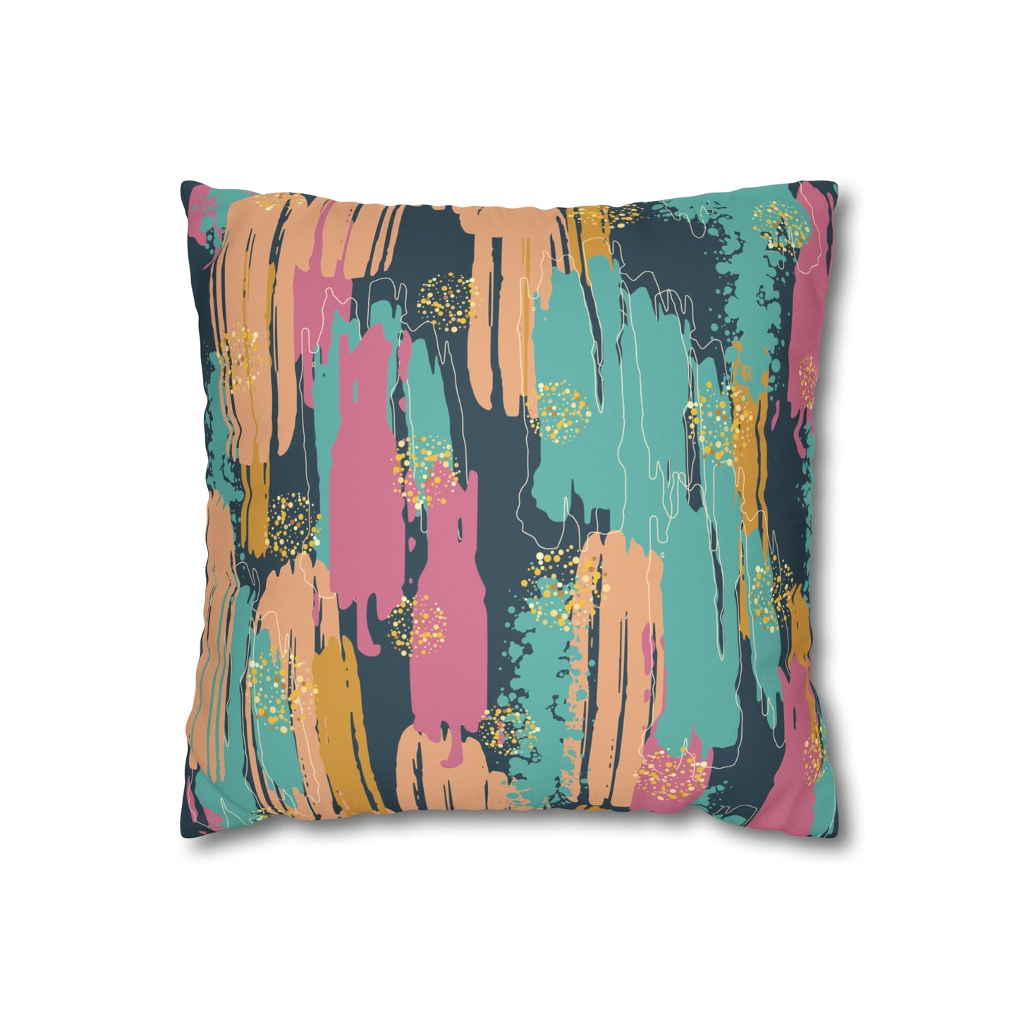 Faux Suede Pillowcase with Abstract print