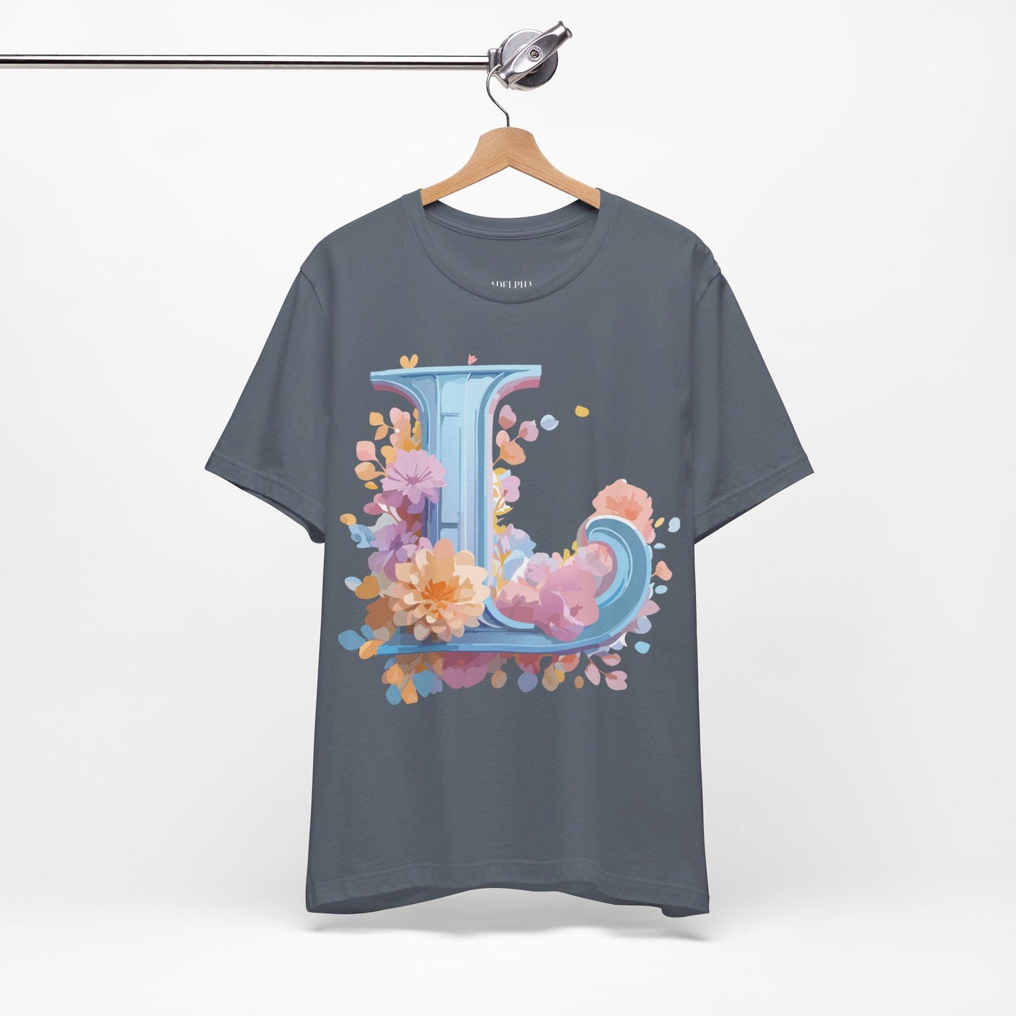 Unisex Letter L Graphic Tee Vintage Inspired Artwork Adelpha Short Sleeve Shirt Premium
