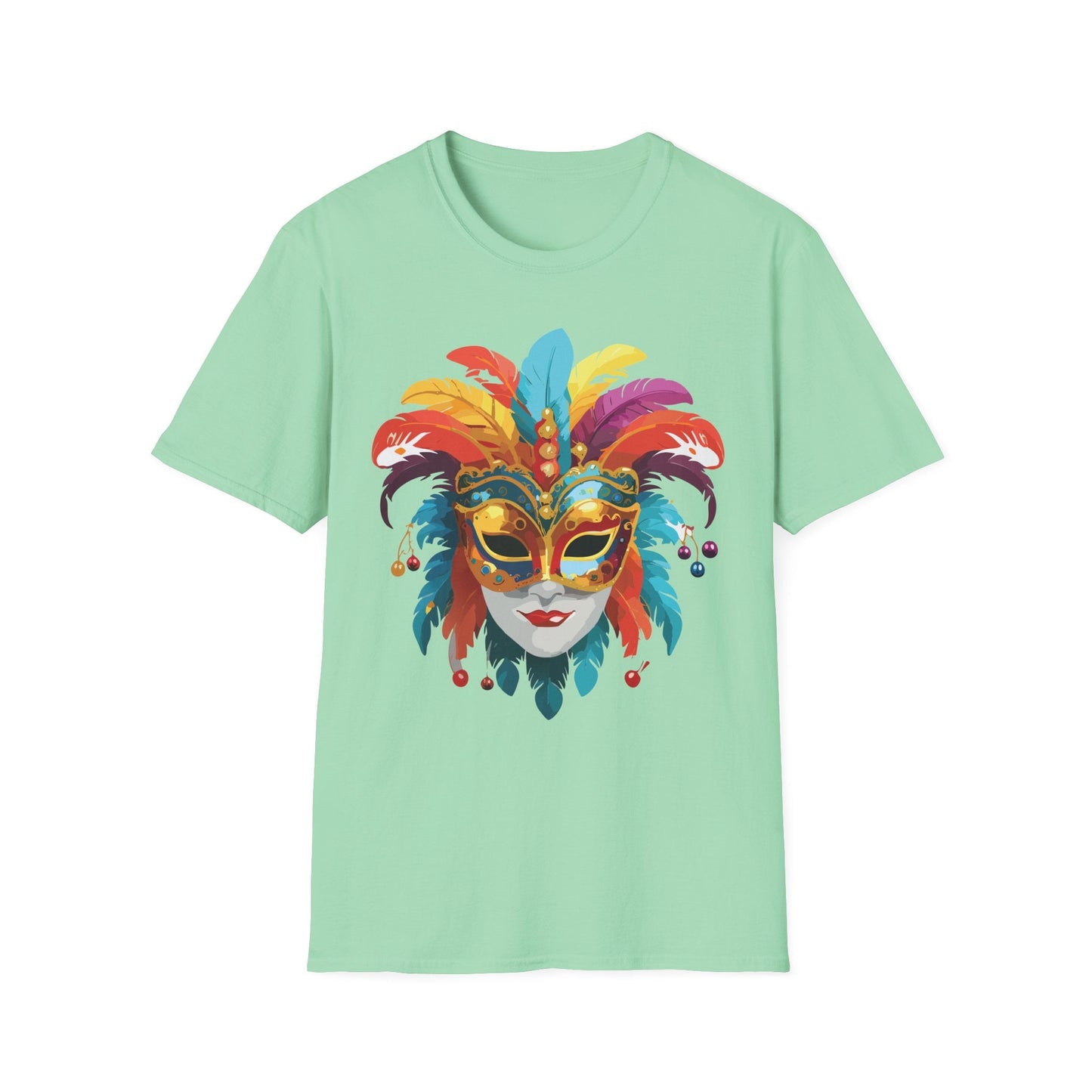 Mask Tee Shirt Unisex Masquerade Art Design Gildan Softstyle 64000 Short Sleeve Tee