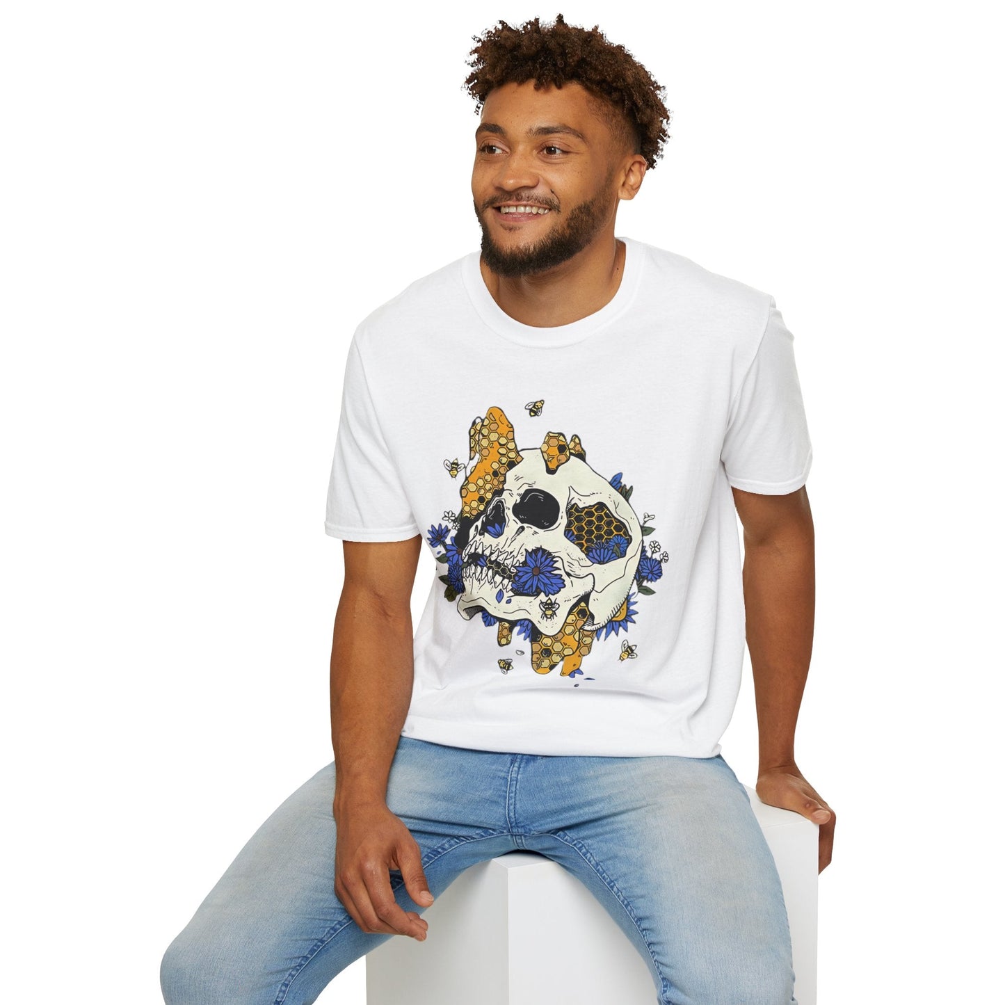Skull Tee Shirt Unisex Skeleton Design Gildan Softstyle 64000 100 Percent Ring Spun Cotton Tee