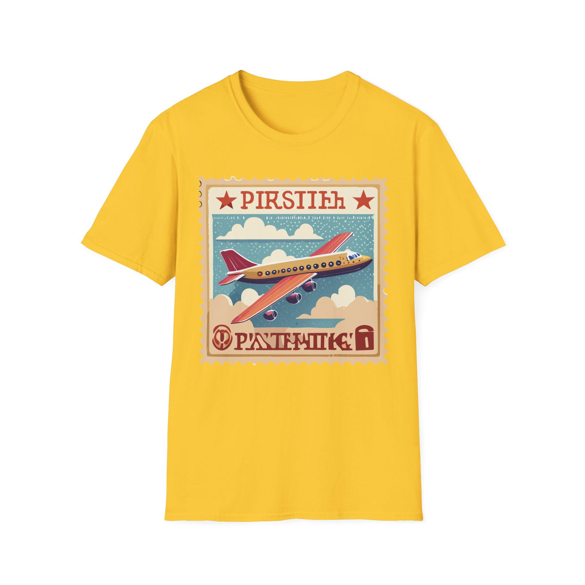 Vintage Airplane Stamp design T-Shirt | Retro Travel Plane Graphic Tee
