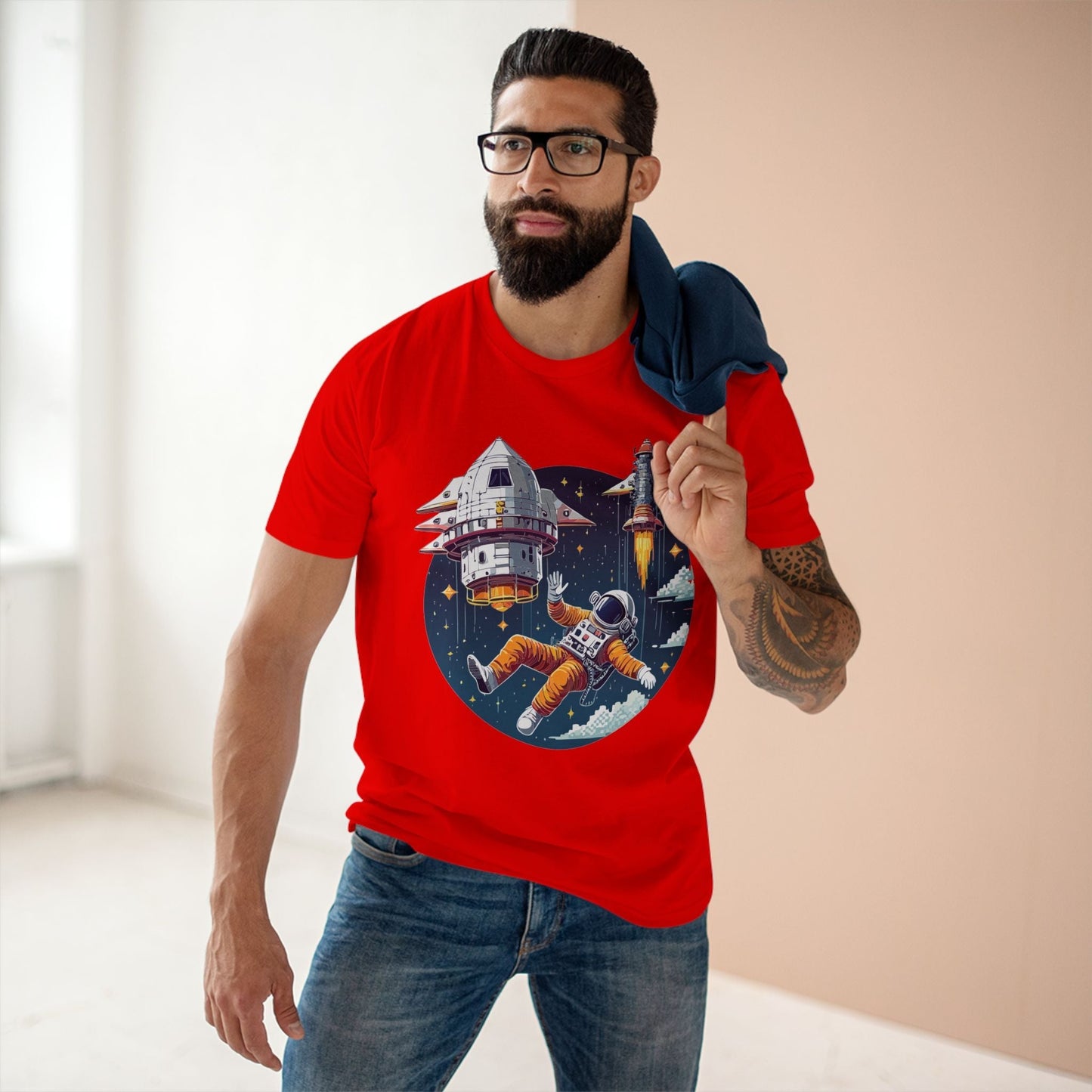 Cosmos Astronaut Shirt Unisex Premium Cotton Tee With Original Retro Art Design Collection