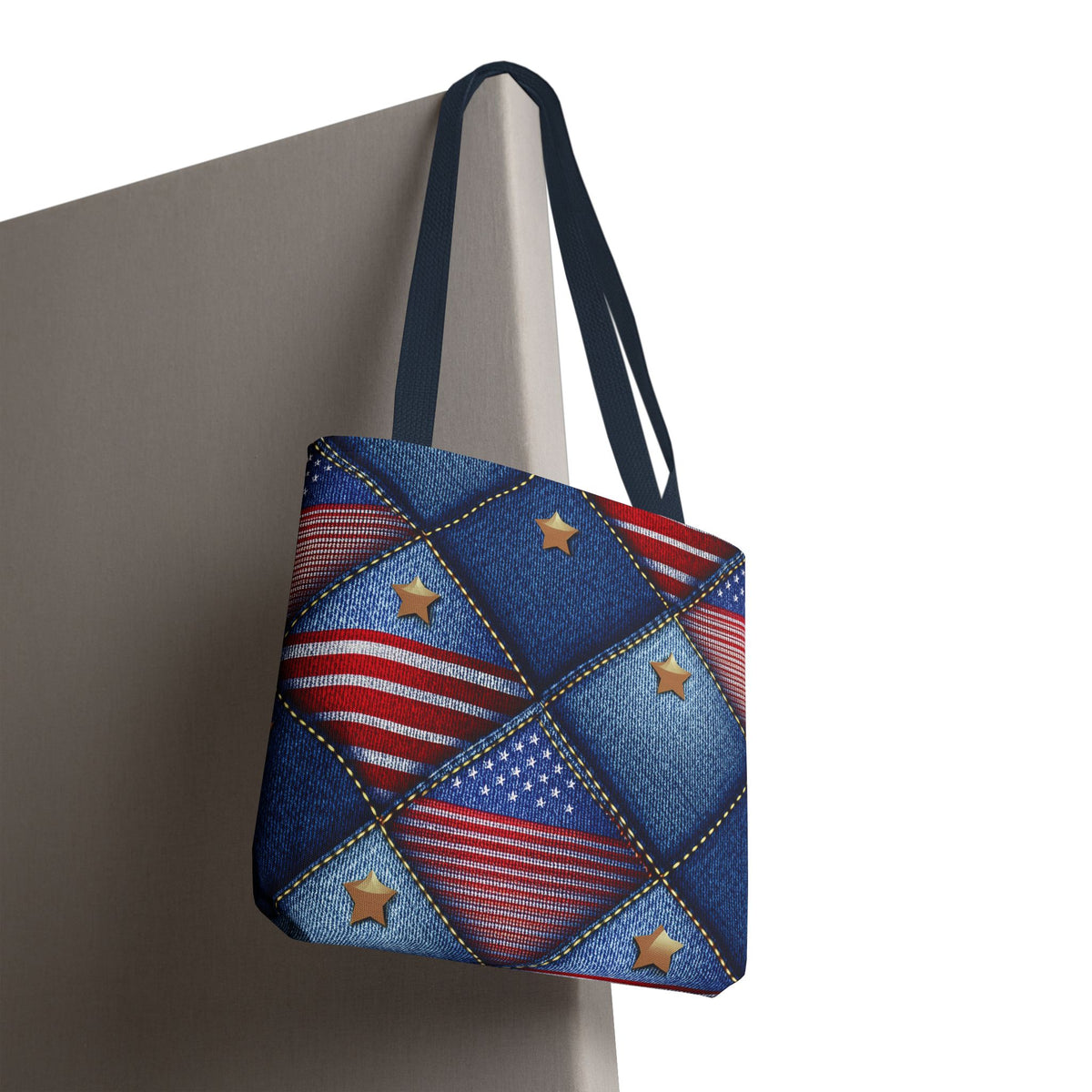 4th of July Graphic Denim Fabric Imitation Print Unisex Canvas Bag Poly Spun 3 Sizes Tote Bag 200-20
