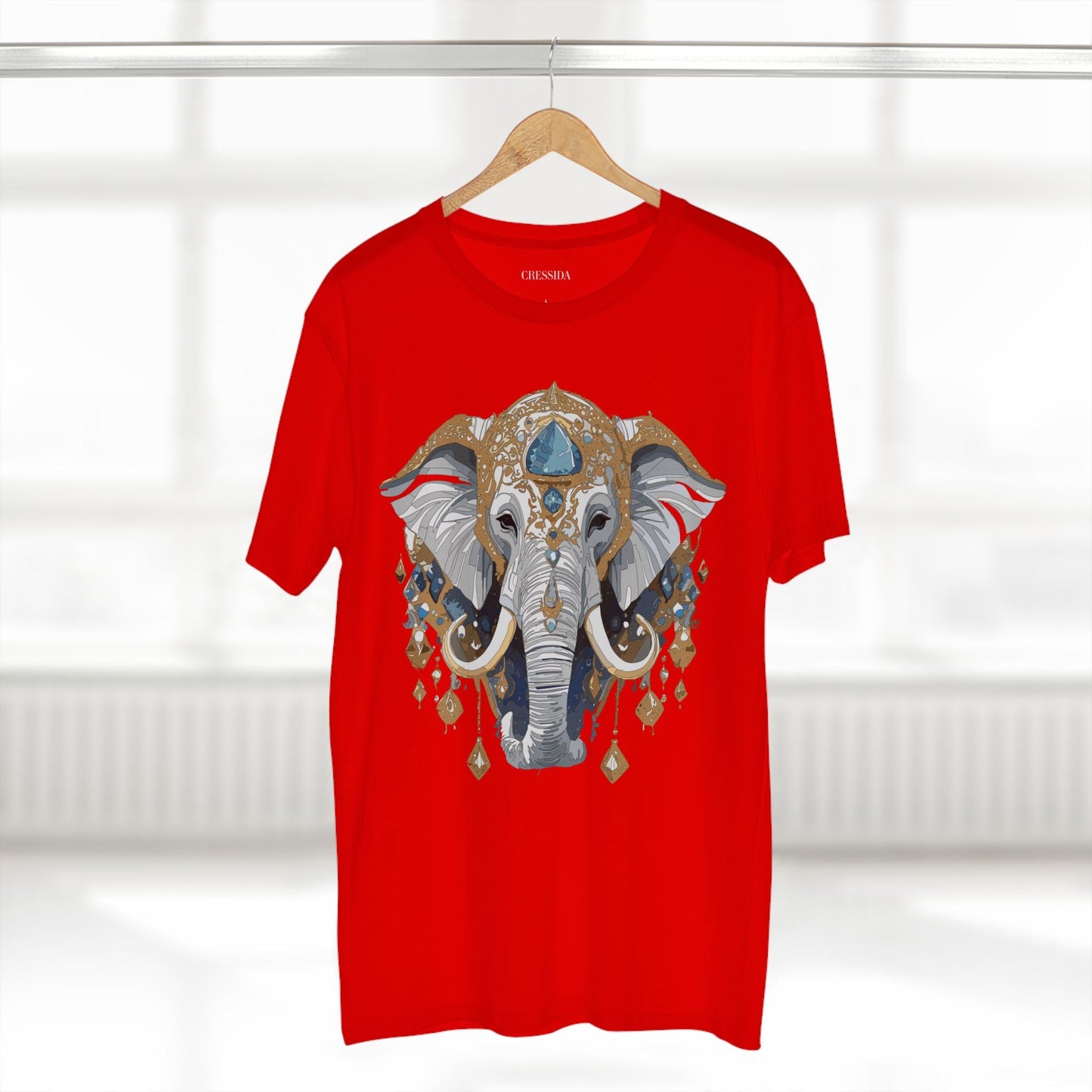 Elephant Graphic Unisex 100 Cotton Tee With Unique Animal Golden Medallion Art Design 40