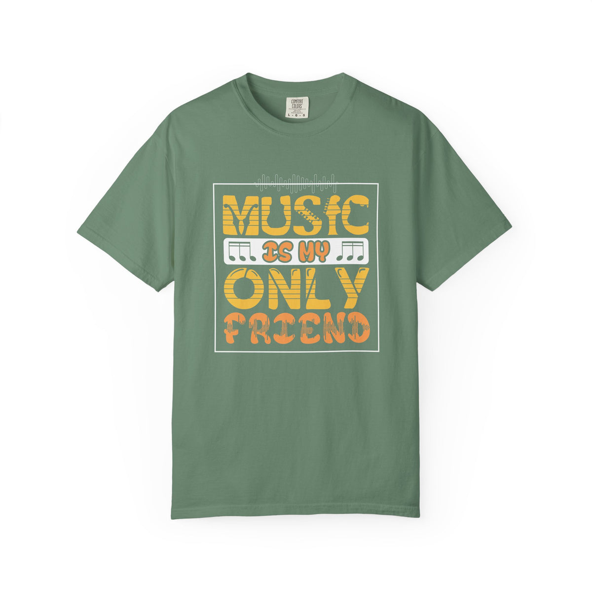 Music Is My Only Friend T-Shirt Retro Typography Musical Notes Unisex Cotton Tee 069