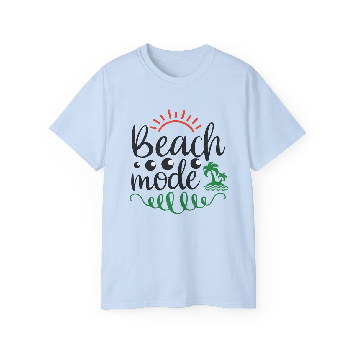 Beach Mode Tee | Palm Tree Sun Wave Graphic