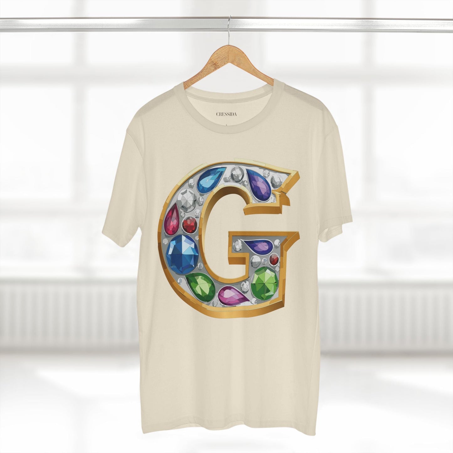 Letter G Graphic Design Tee Unisex 100 Cotton With Antique Gold Letters Artwork T-Shirt