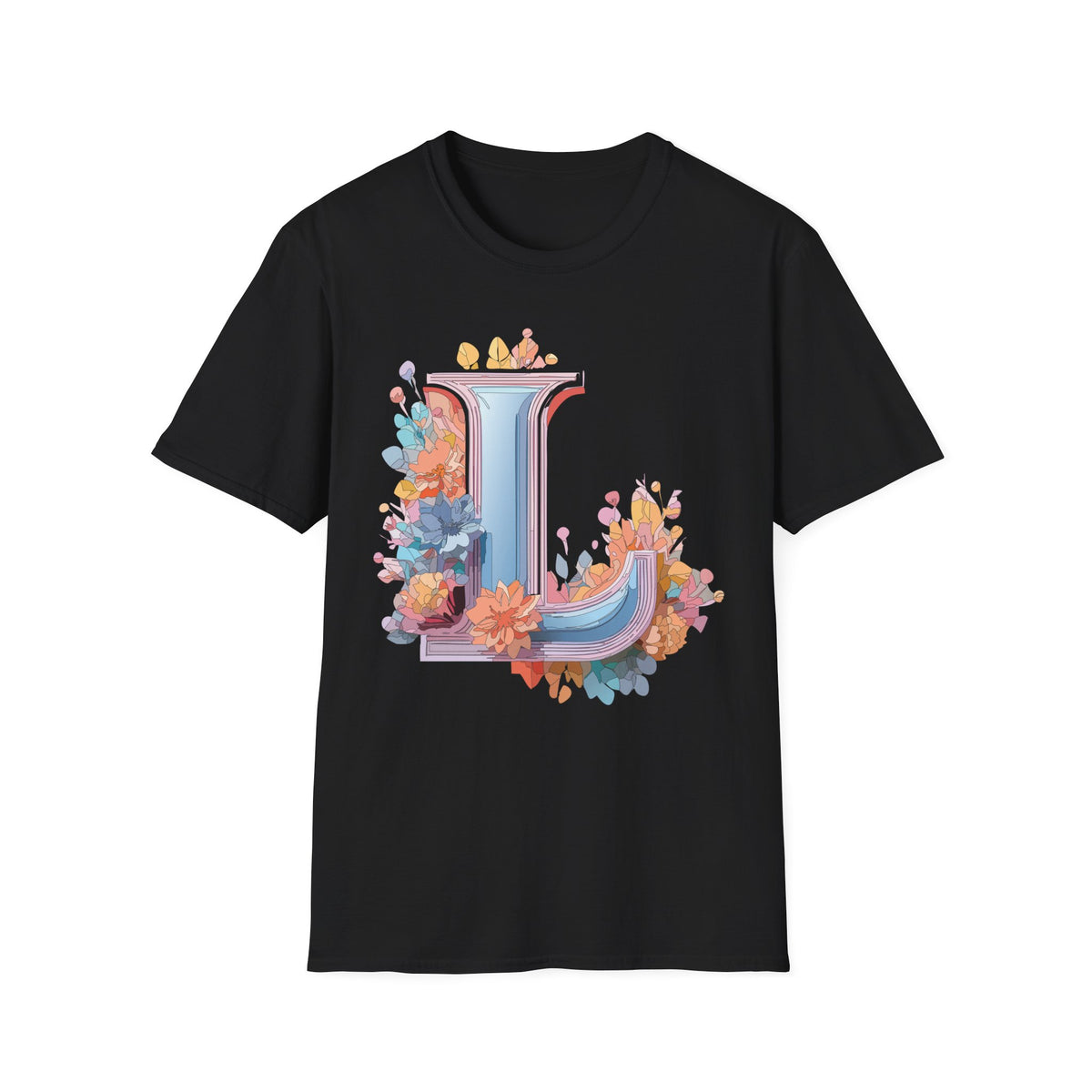 Floral Letter L T-Shirt | Monogram Initial Tee