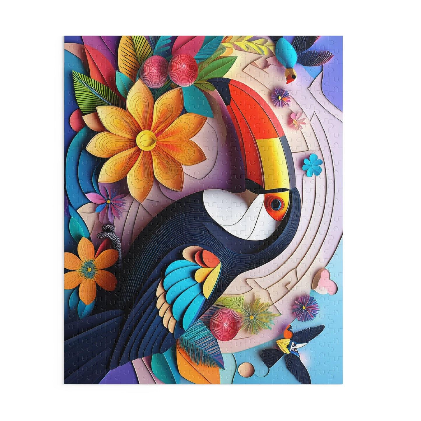 Puzzles-35 Kids Toucan Puzzle 500-Piece  Floral Toucan Puzzle 500-Piece, Birds Kids Puzzles Size: 16" x 20",  Ages 9+