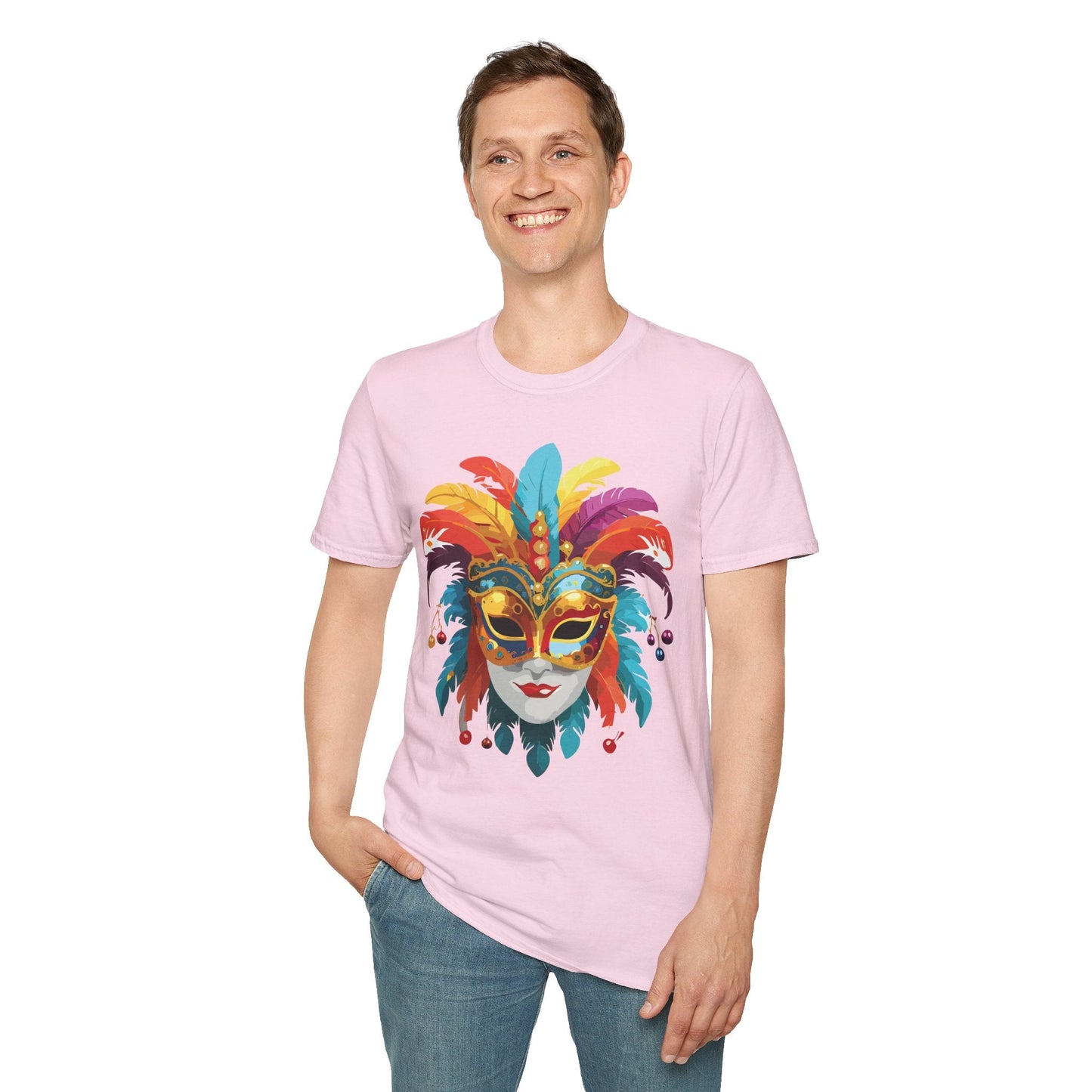 Mask Tee Shirt Unisex Masquerade Art Design Gildan Softstyle 64000 Short Sleeve Tee