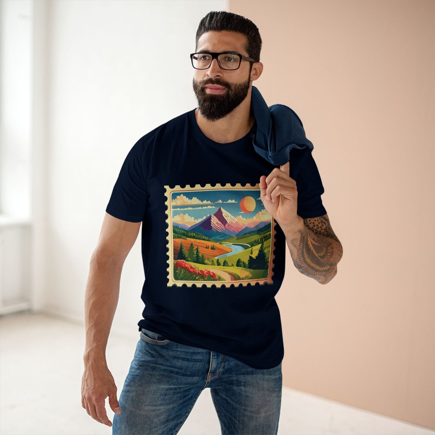 Stamp Shirt Postage Stamp Shirt PS36 Unisex Premium Cotton Tee With Original Art Design Retro2Nova