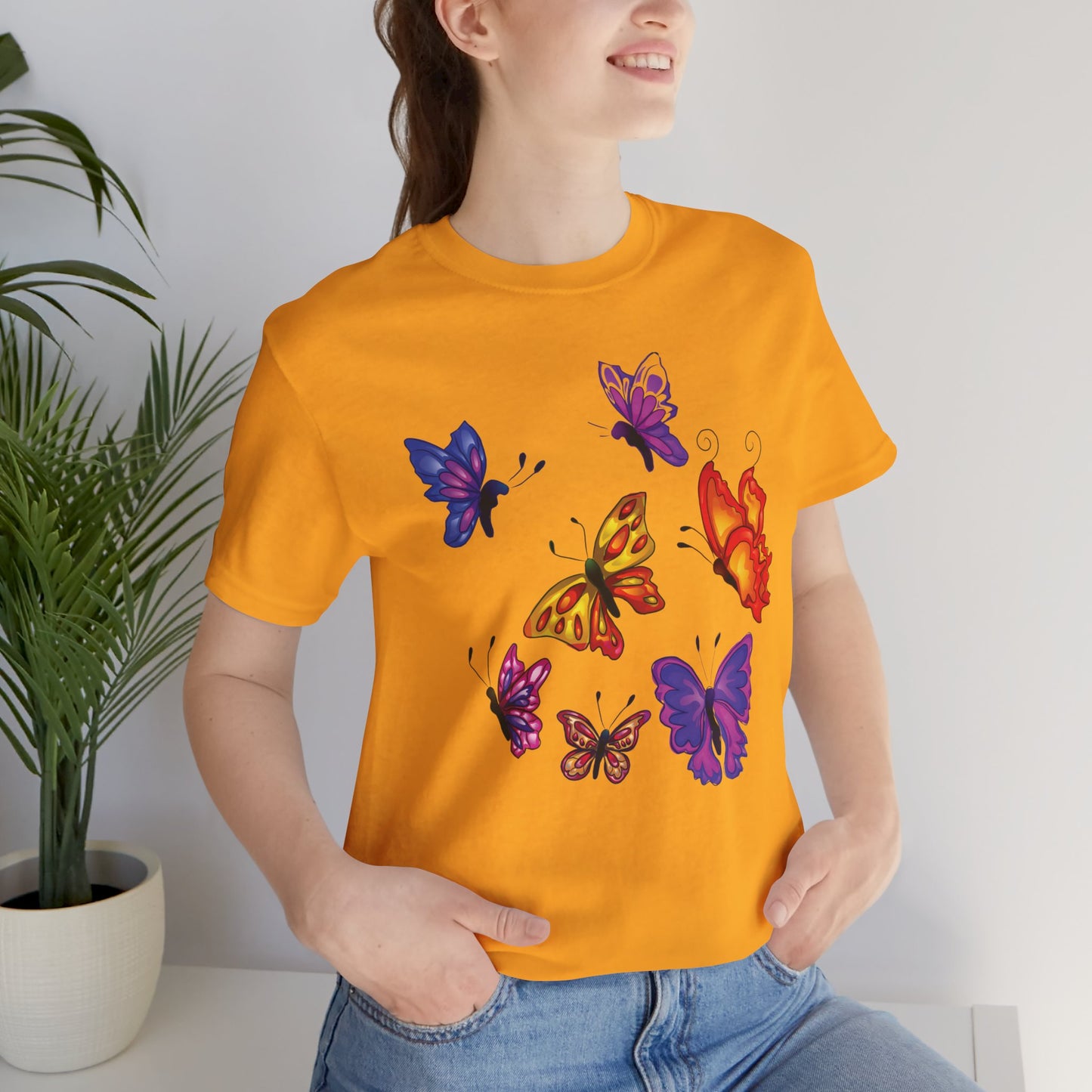 Cotton Tee Shirt with Butterfly Prints