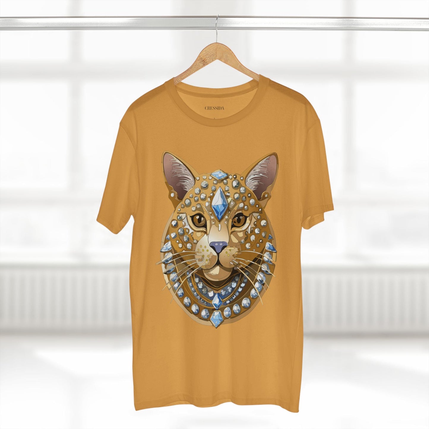 Cat Graphic Unisex 100 Cotton Tee With Unique Animal Golden Medallion Art Design 11
