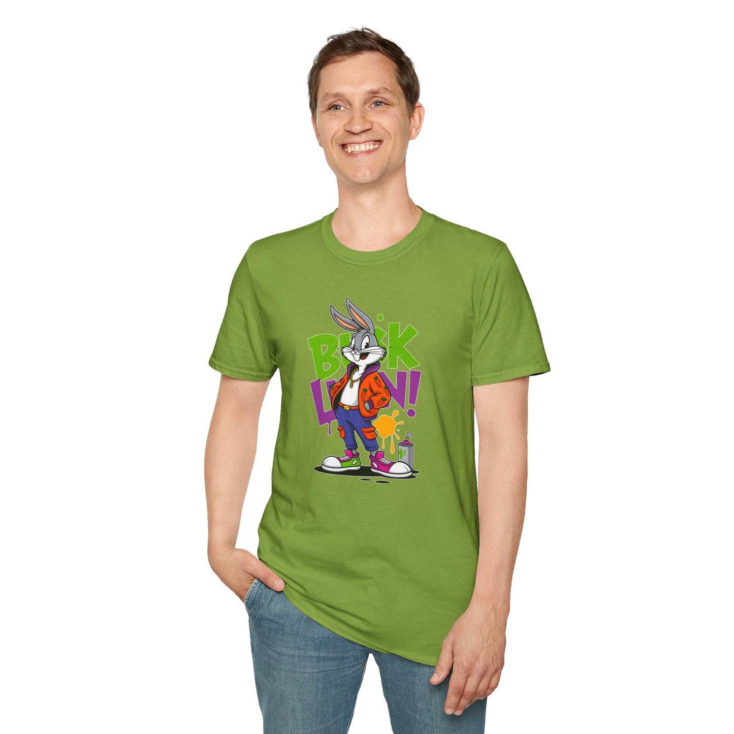 Cartoon Animal Graphic Tee Shirt Short Sleeve Unisex Animation Tee Softstyle Gildan 64000 Cotton
