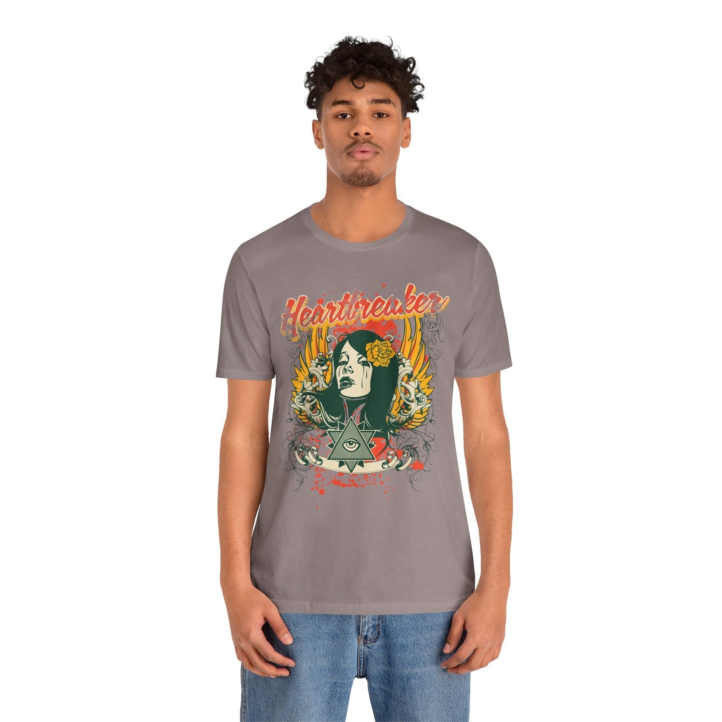 Heartbreaker Illustration Tee Retro Femme Portrait Floral Skull Graphic T-Shirt