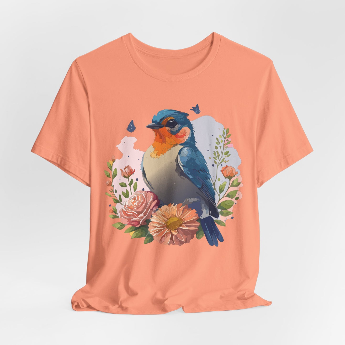 Floral Bird Tee, Animal Shirt, Bird Shirt, Floral Tee, Flower T-shirt, T-Shirt with Animal