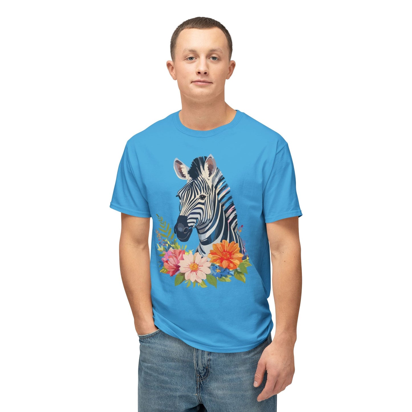 Unisex Zebra Art T Shirt With Full Color Print 100 Percent Cotton Jersey Tee Premium
