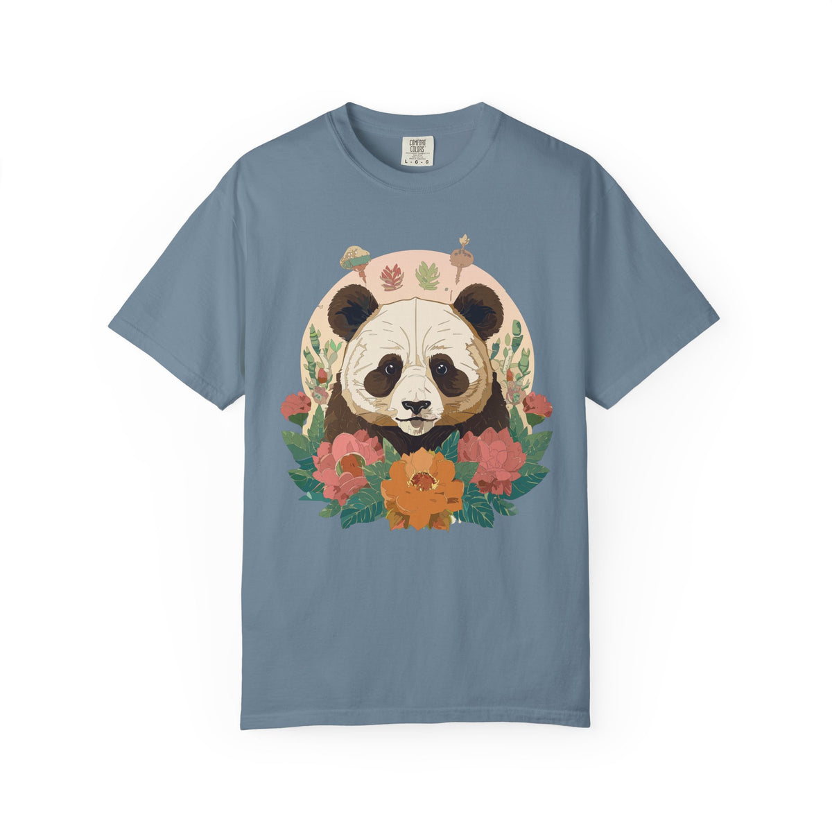 Panda Portrait T-Shirt Unisex Cotton Floral Chinese Graphic Circle Animal Art Tee p2