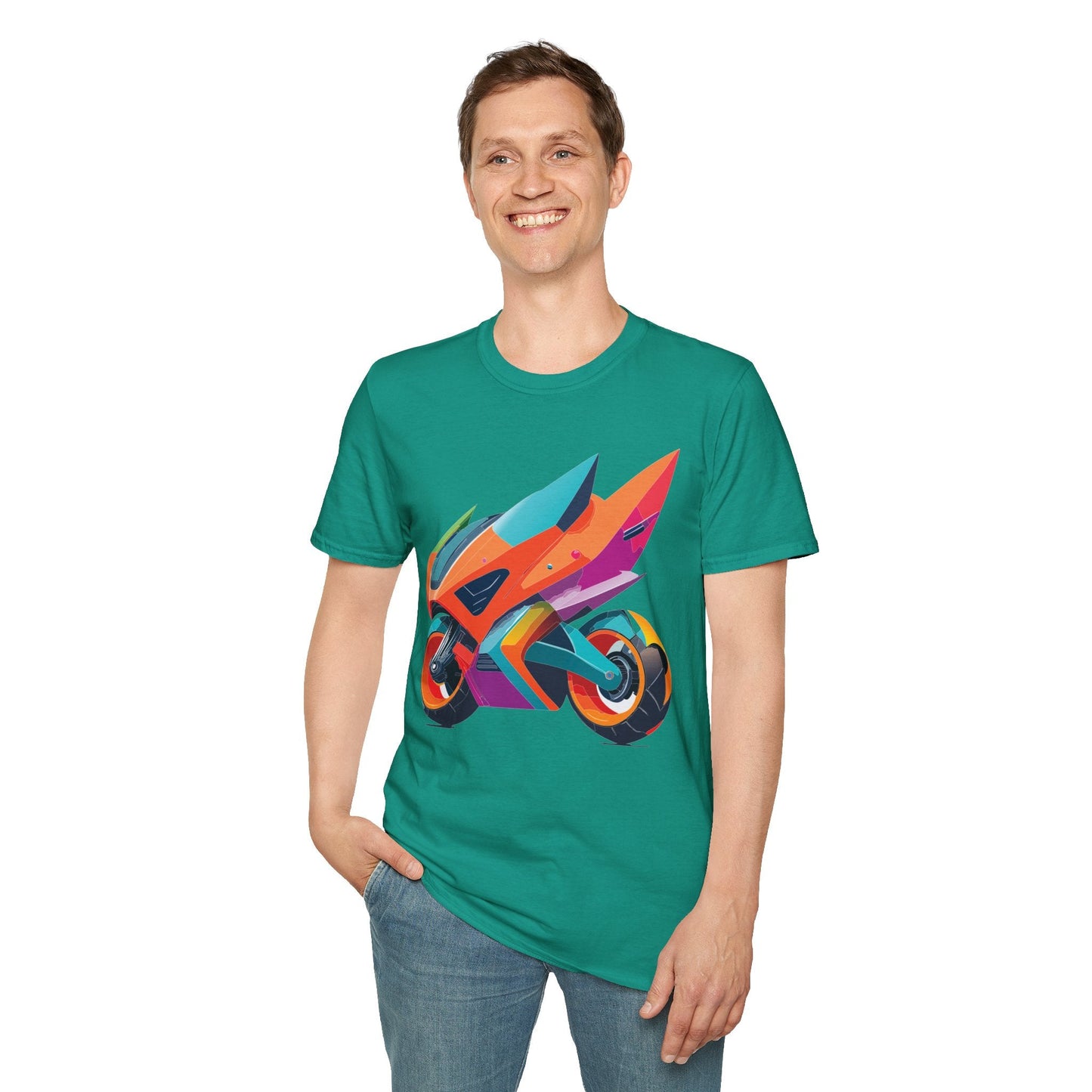Unisex Bike T Shirt Moto Shirt Motorcycle MTB T Shirt 100 Percent Cotton Softstyle
