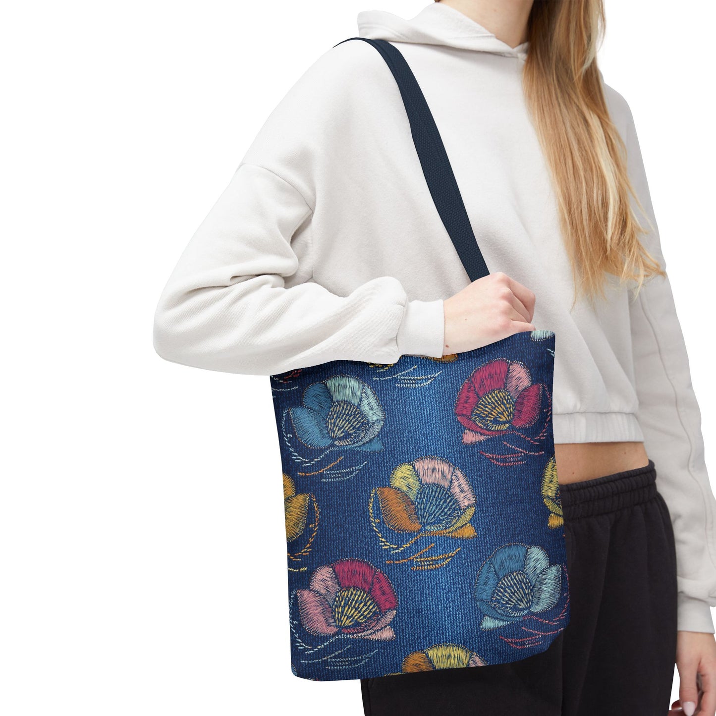 Denim Fabric Imitation Print Unisex Canvas Bag Poly Spun 3 Sizes Tote Bag 165