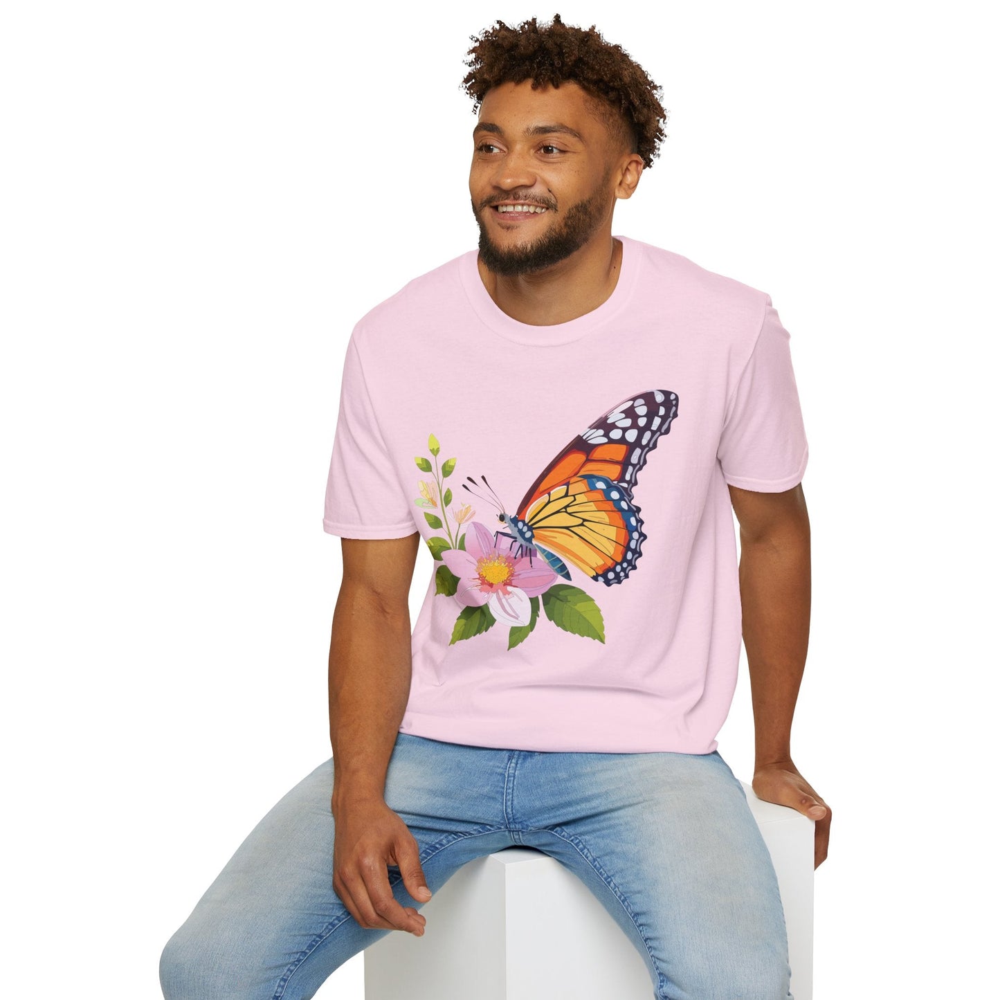 Butterfly T Shirt for Women and Men Monarch Print Softstyle Unisex Gildan 64000 Tee