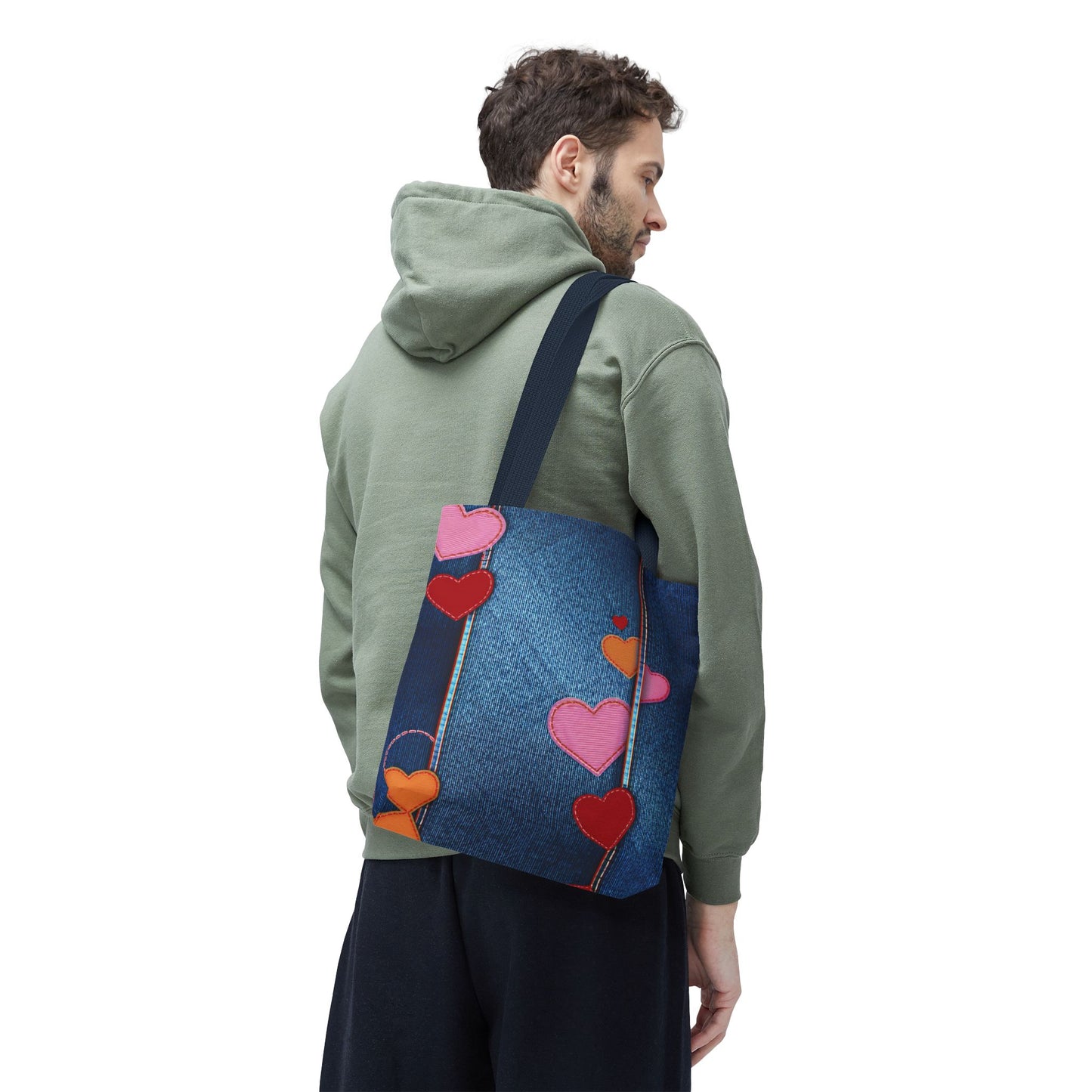 Love Day Graphic Design Denim Fabric Imitation Print Unisex Canvas Bag POLY 3 Sizes Tote Bag 201-22