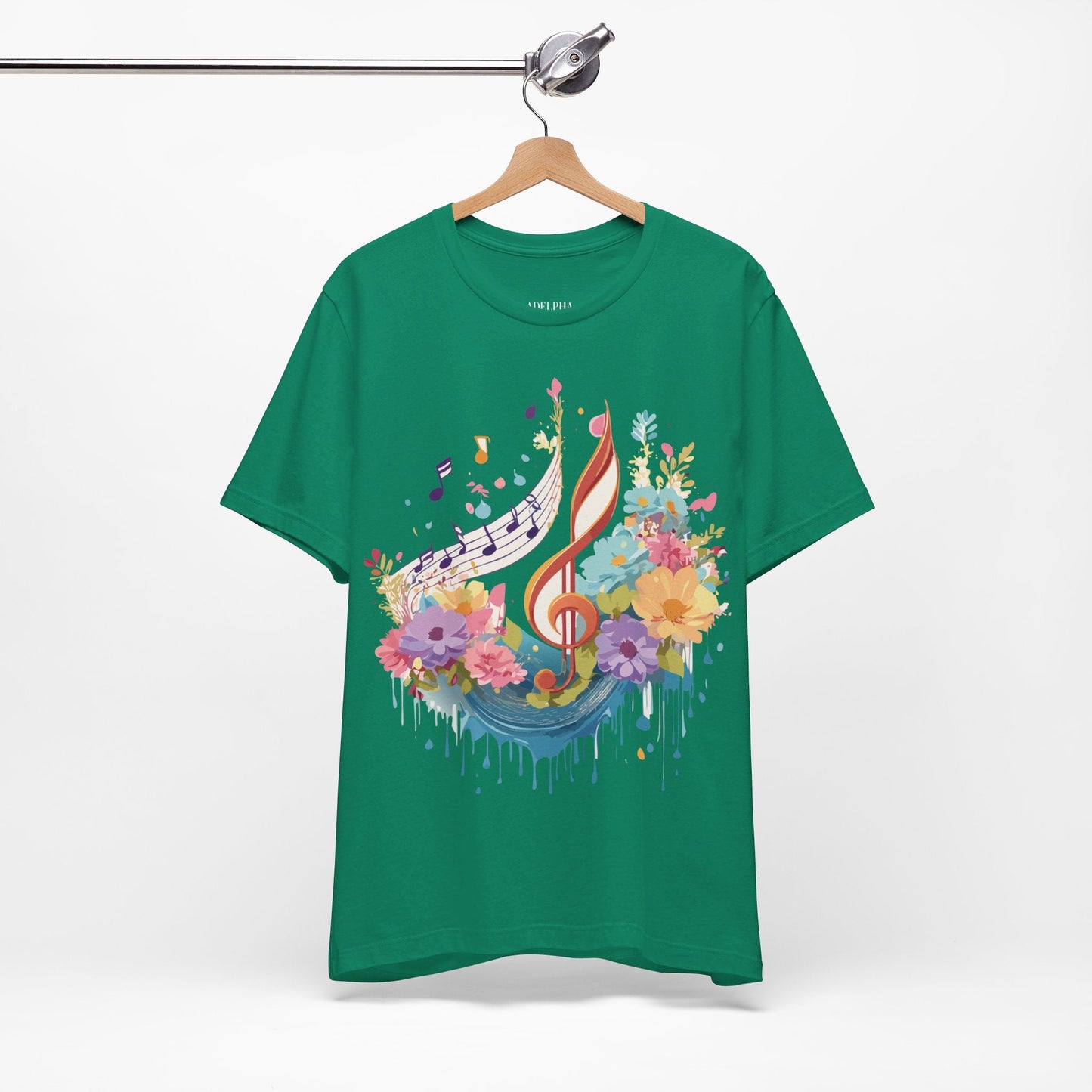 Music Graphic Unisex 100 Cotton Vintage Art with Musical Elements Tee 106