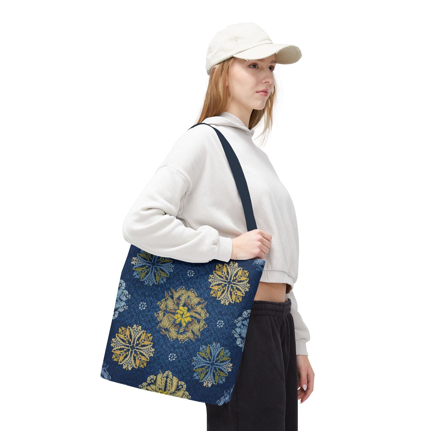 Denim Fabric Imitation Print Unisex Canvas Bag Poly Spun 3 Sizes Tote Bag 125