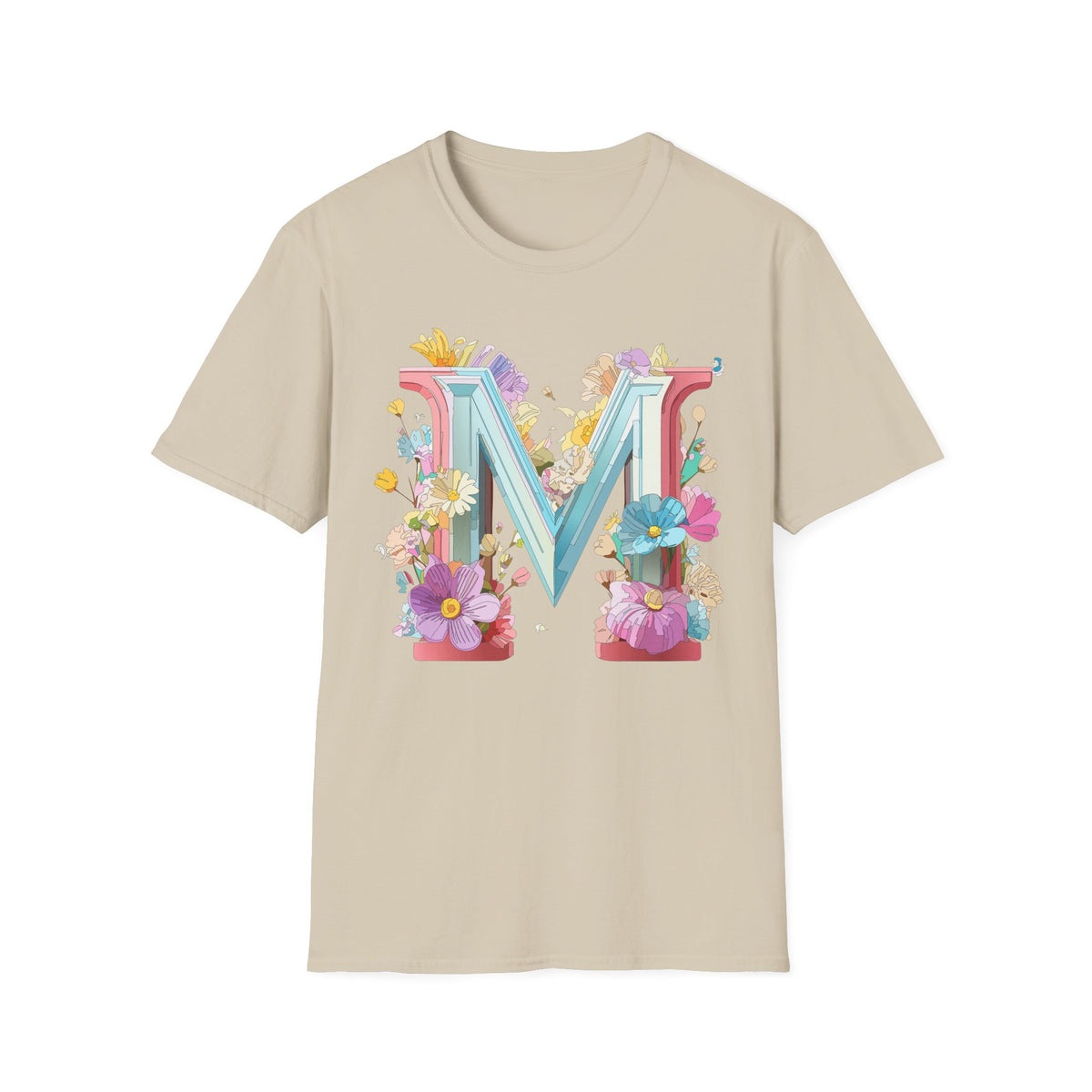 Floral Letter M T-Shirt | Monogram Initial Graphic Tee