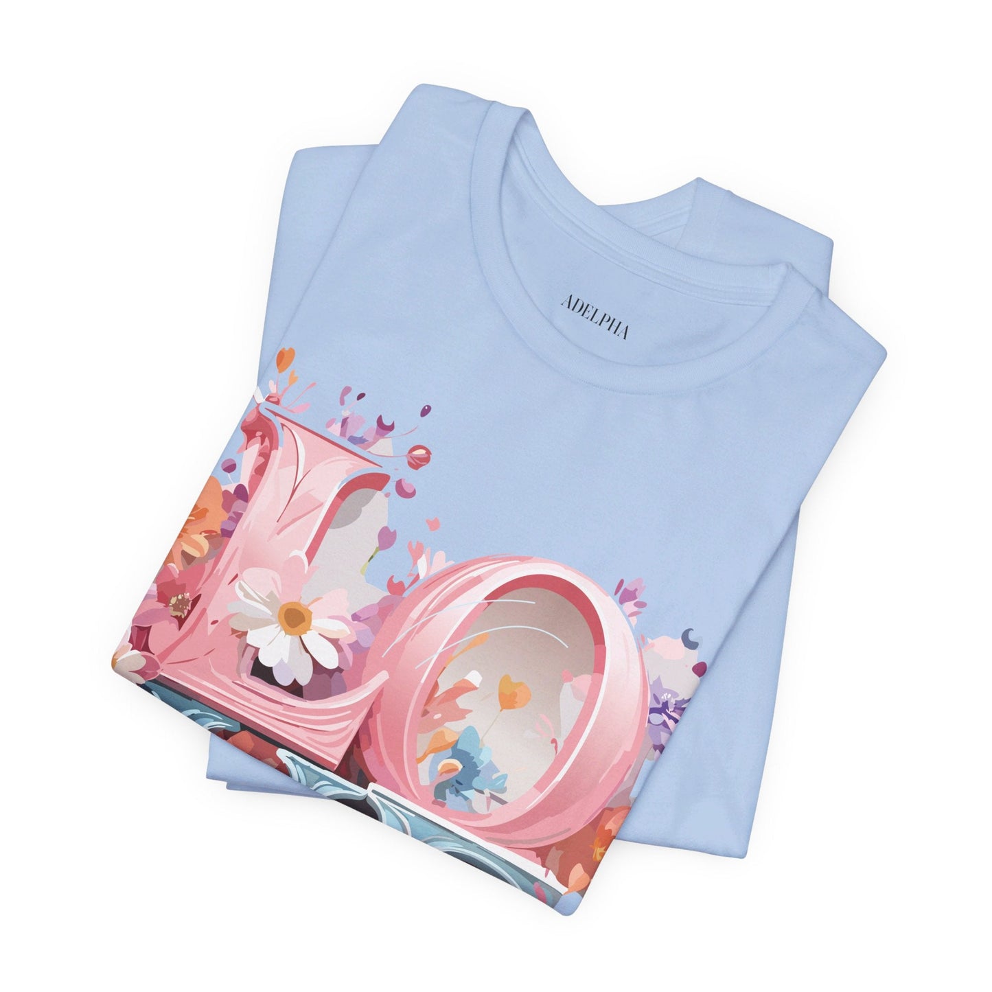 Valentine Day Graphic Unisex 100 Cotton Vintage Artwork with Love and Flower Design Tee 45